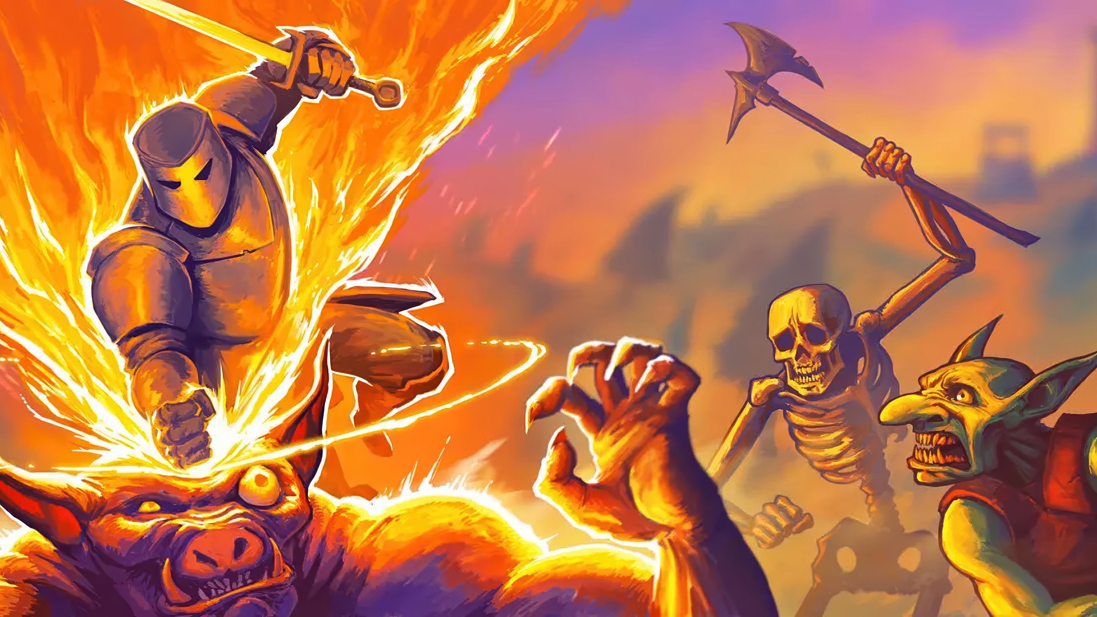 Megabonk Knight Fights Goblins and Skeletons HD Wallpaper