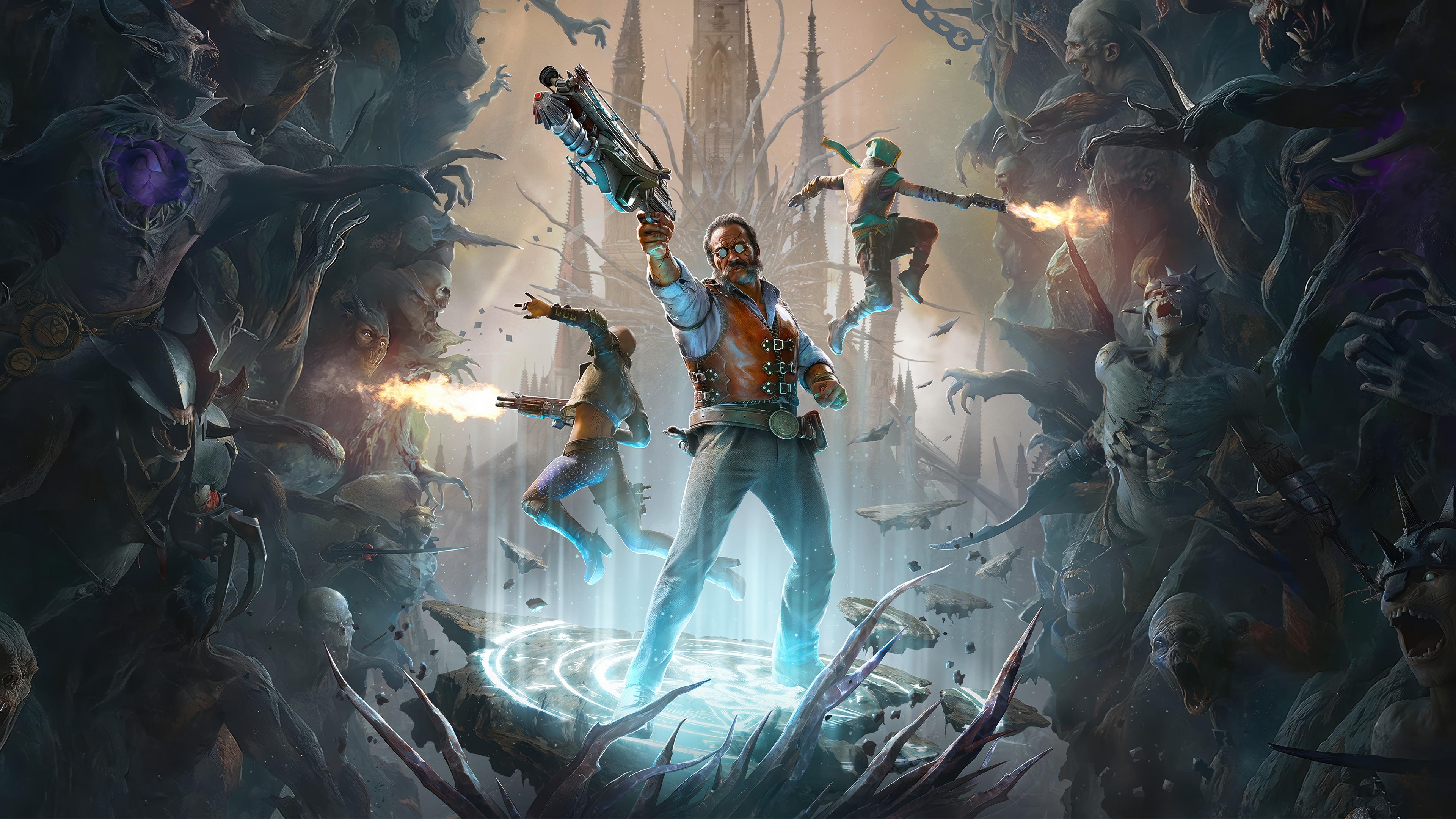 Painkiller 4K: A man and two companions fight monsters HD Wallpaper