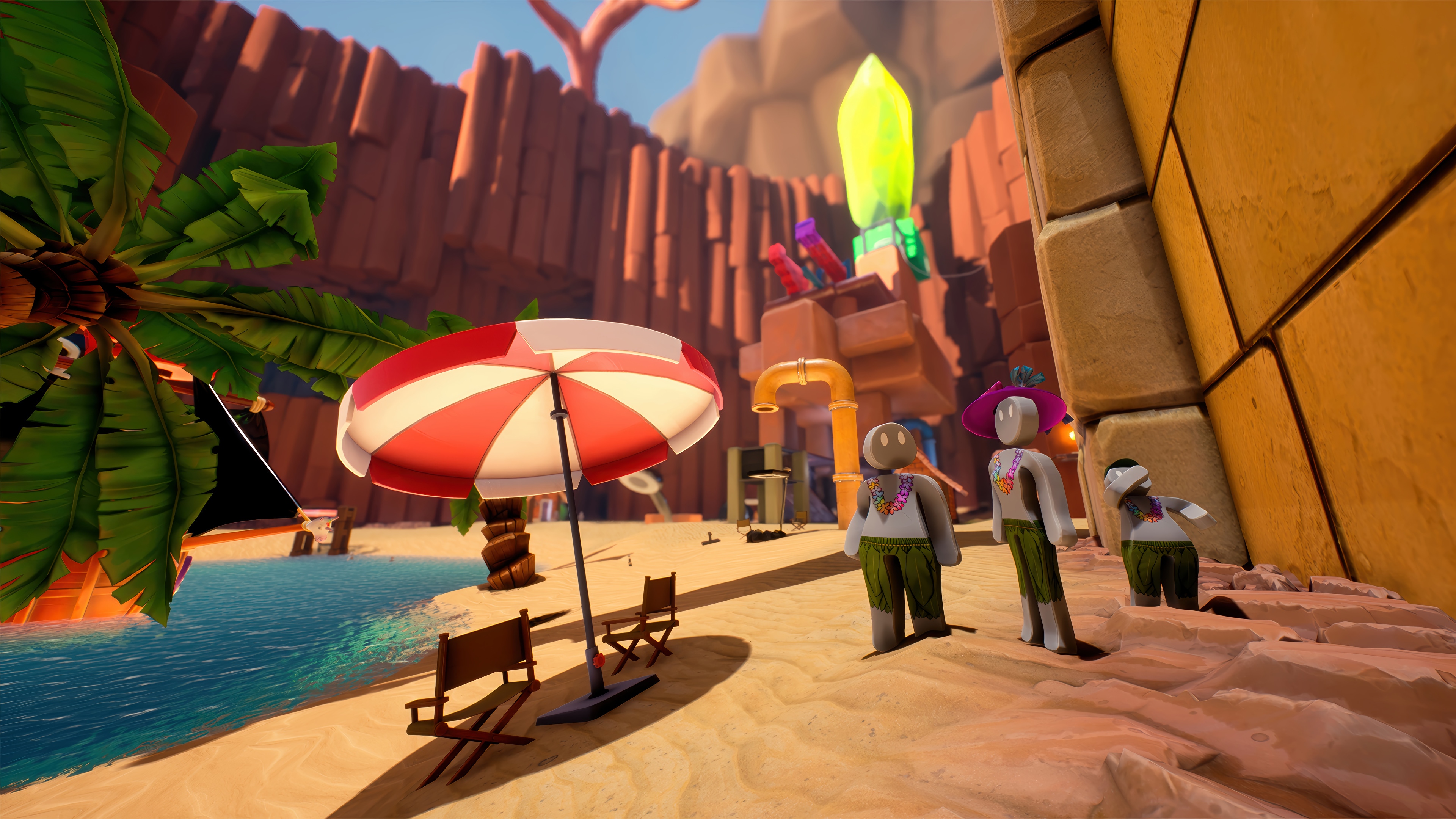Supraworld 4K beach scene with characters HD Wallpaper