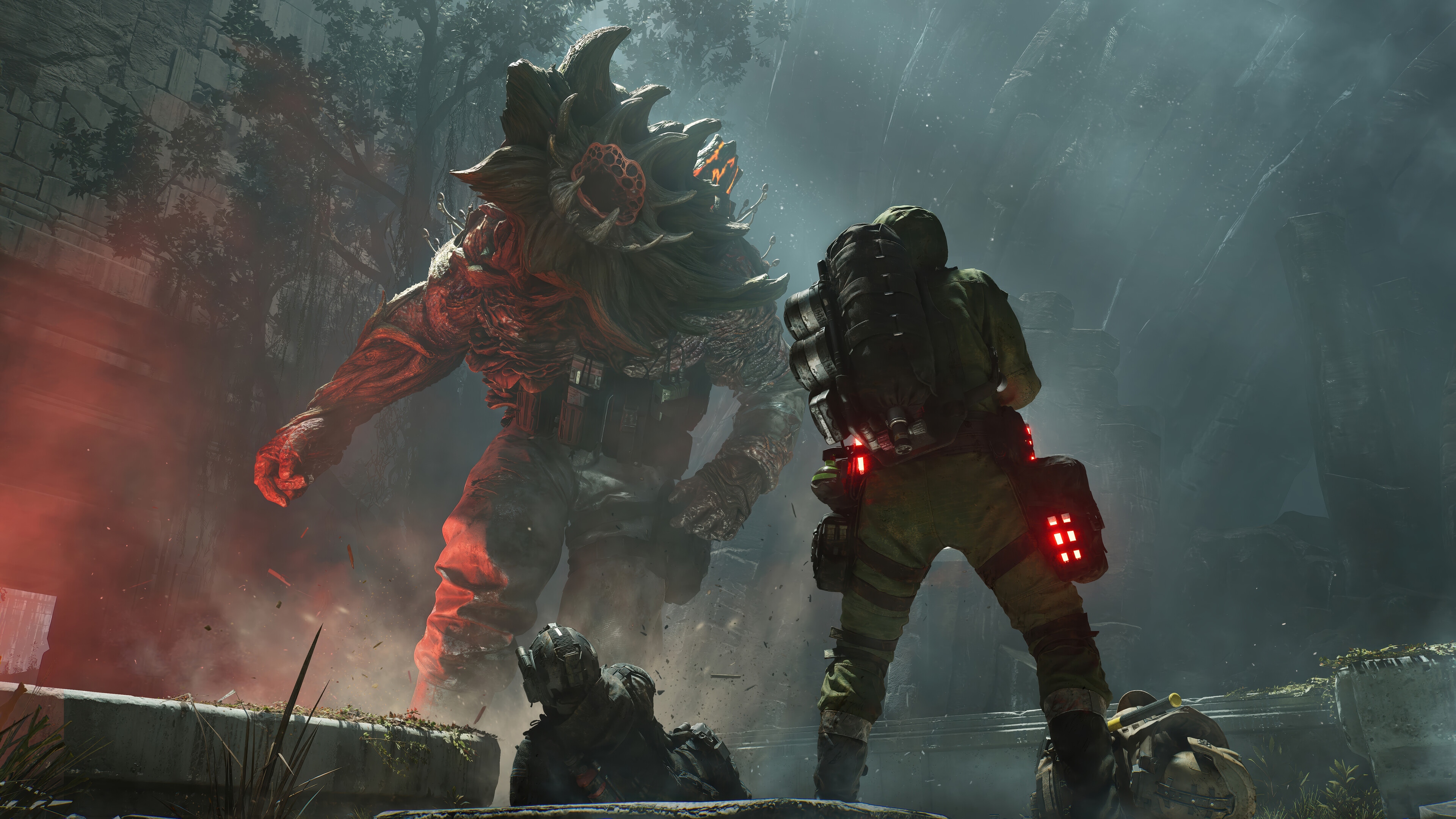Rules of Engagement: The Grey State Monster Encounter 4K HD Wallpaper