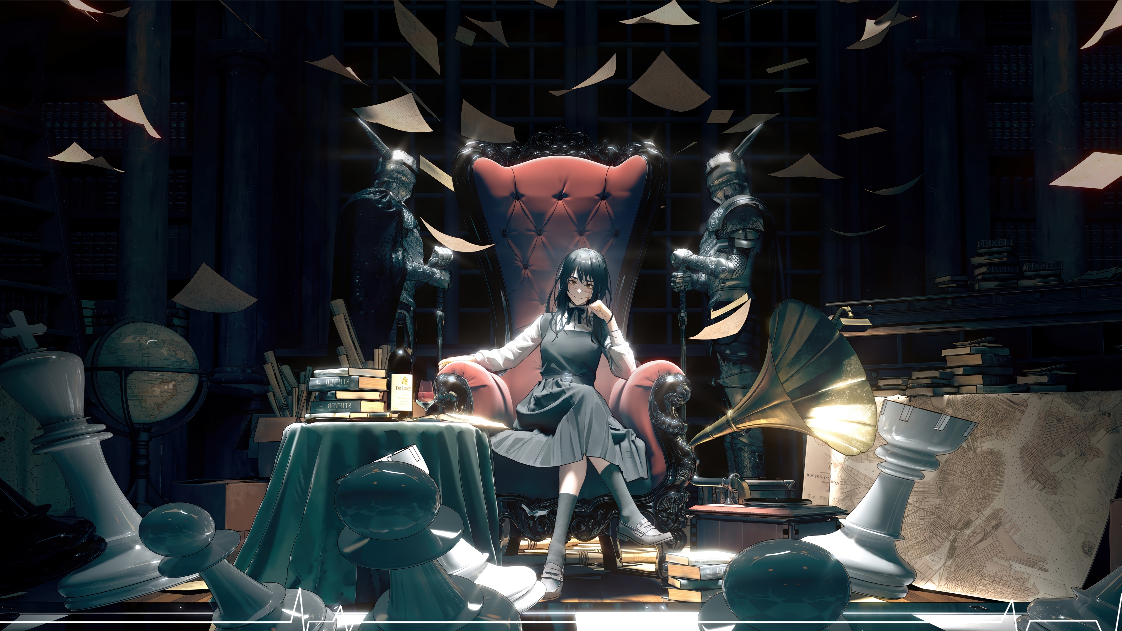 Yoru from Chainsaw Man sits on a throne HD Wallpaper