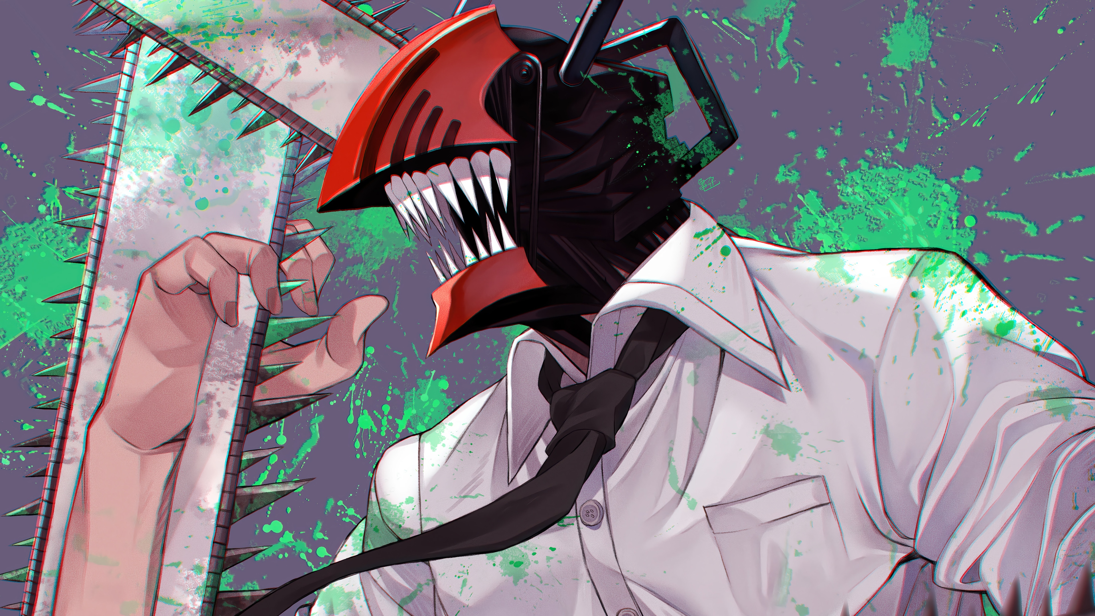 Denji from Chainsaw Man holding a chainsaw HD Wallpaper