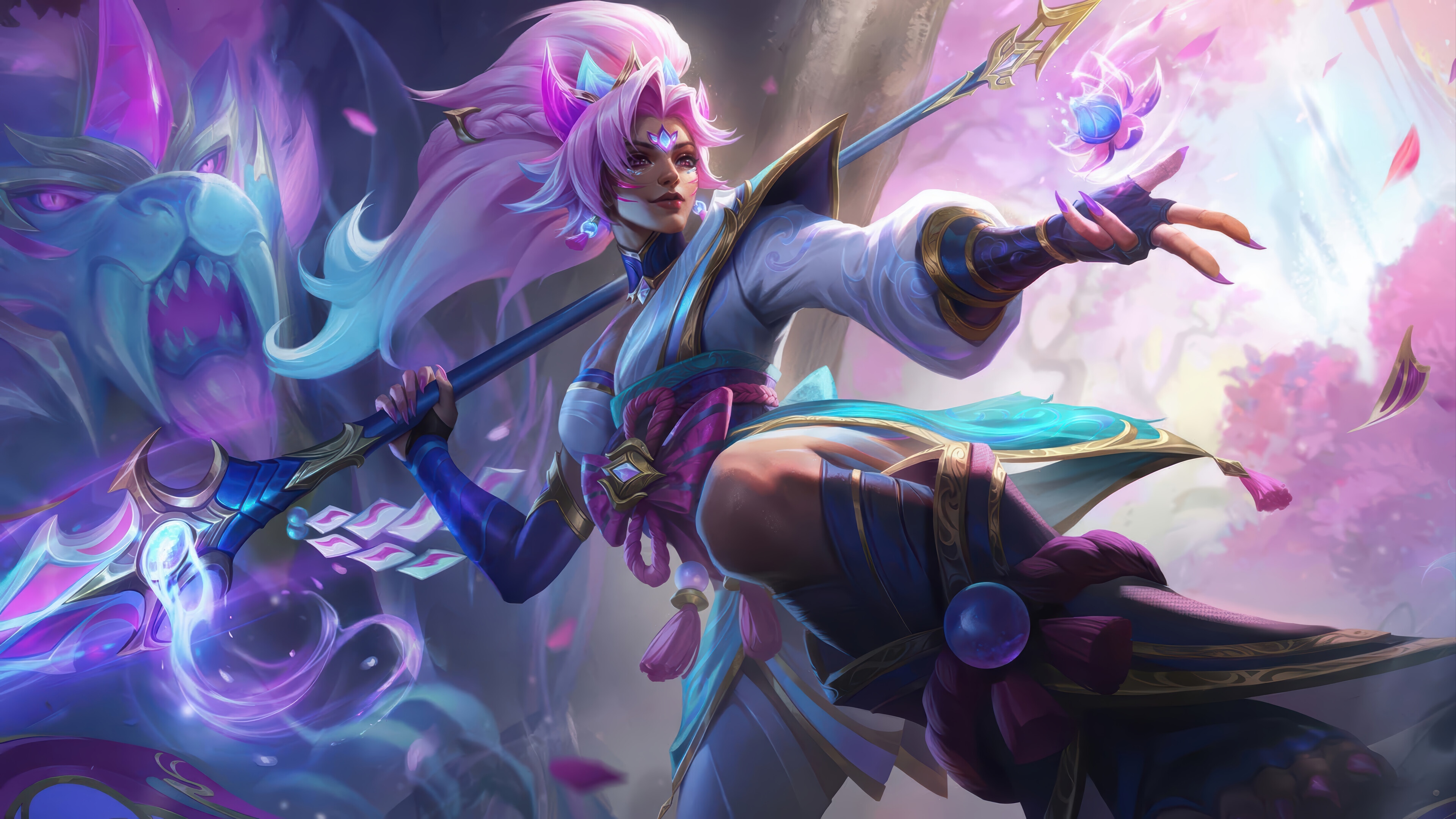 Spirit Blossom Nidalee Splash Art 4K HD Wallpaper