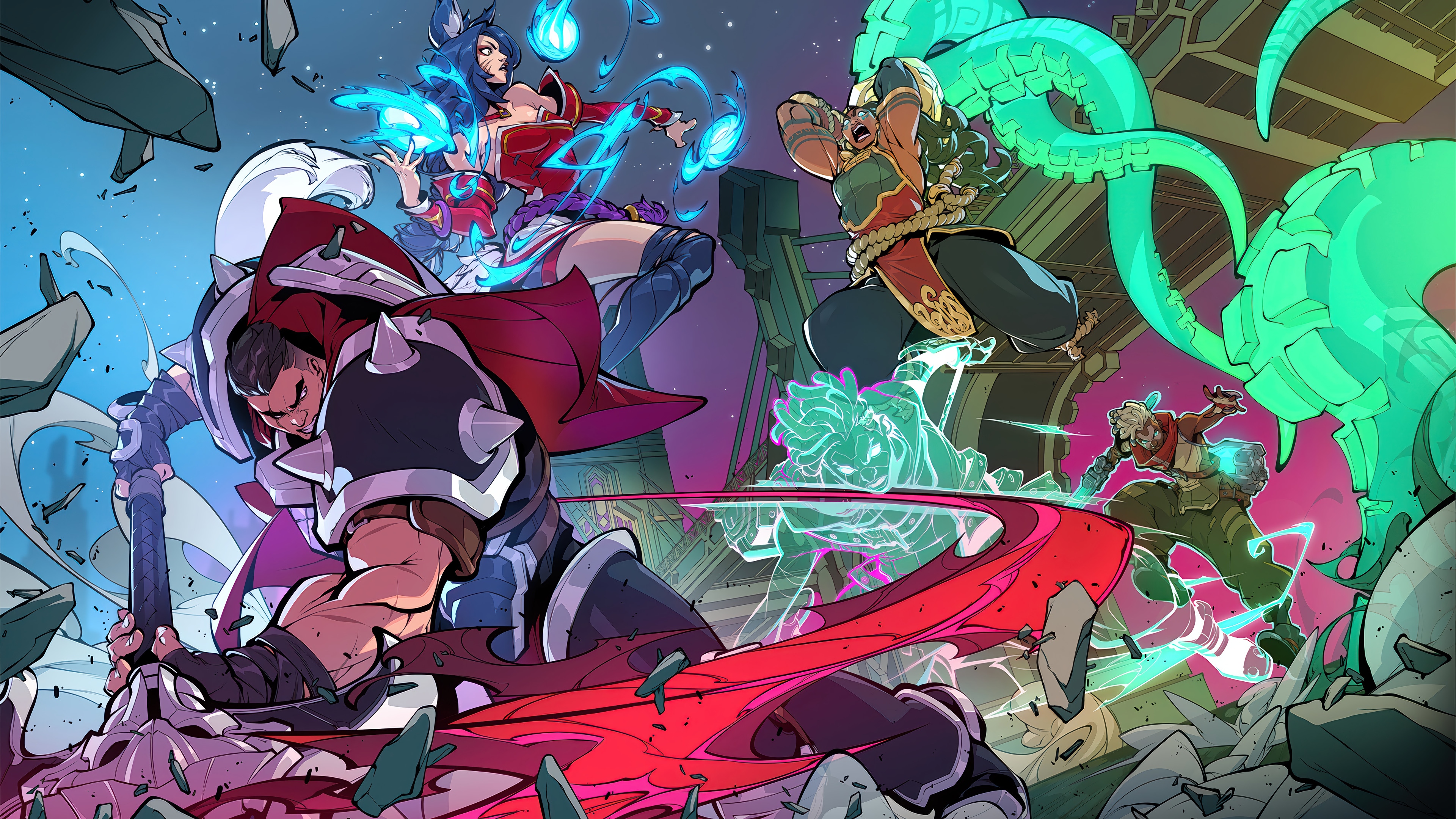 2XKO: Darius, Ahri, Illaoi, and Ekko HD Wallpaper