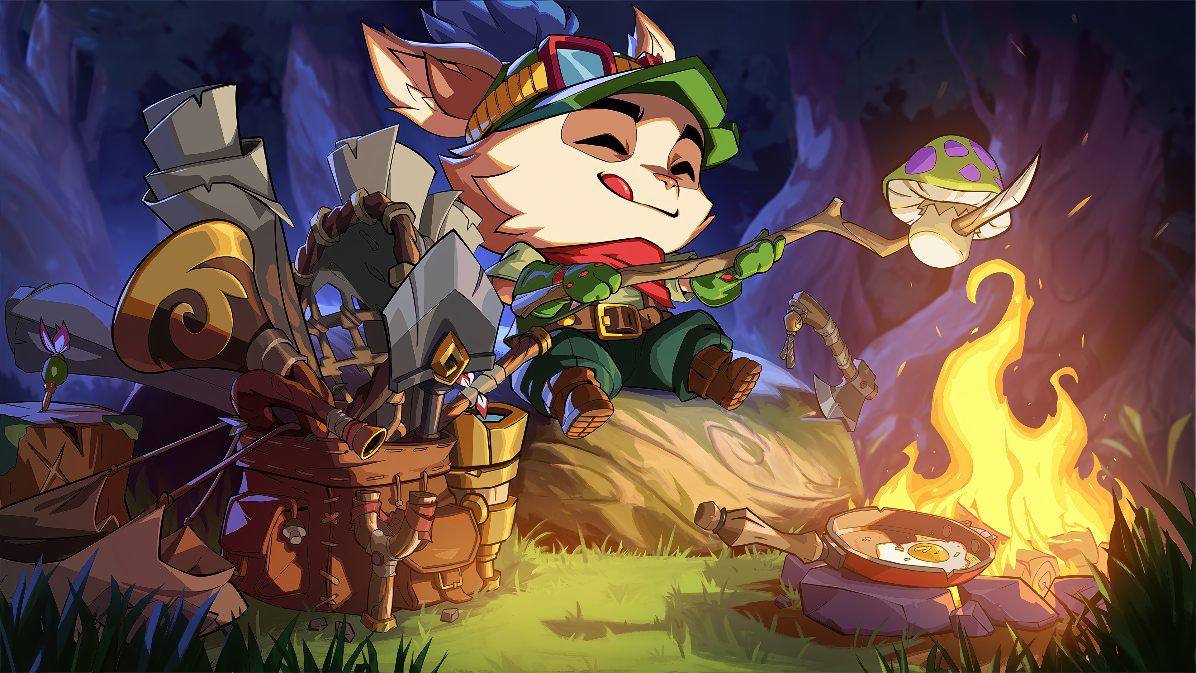 Teemo Cooking in the Forest 4K HD Wallpaper