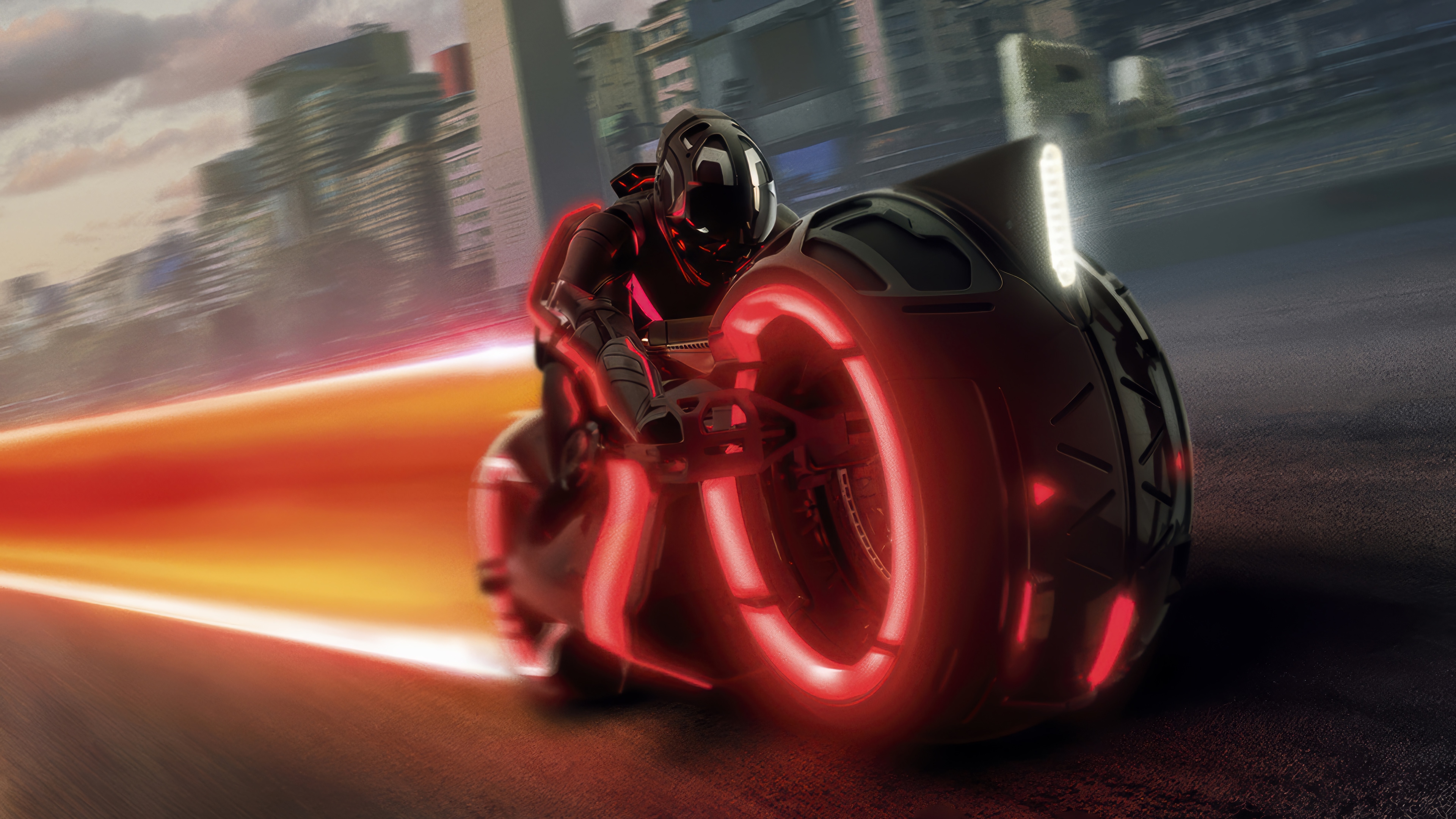 Tron: Ares Light Cycle Motorcycle 4K HD Wallpaper