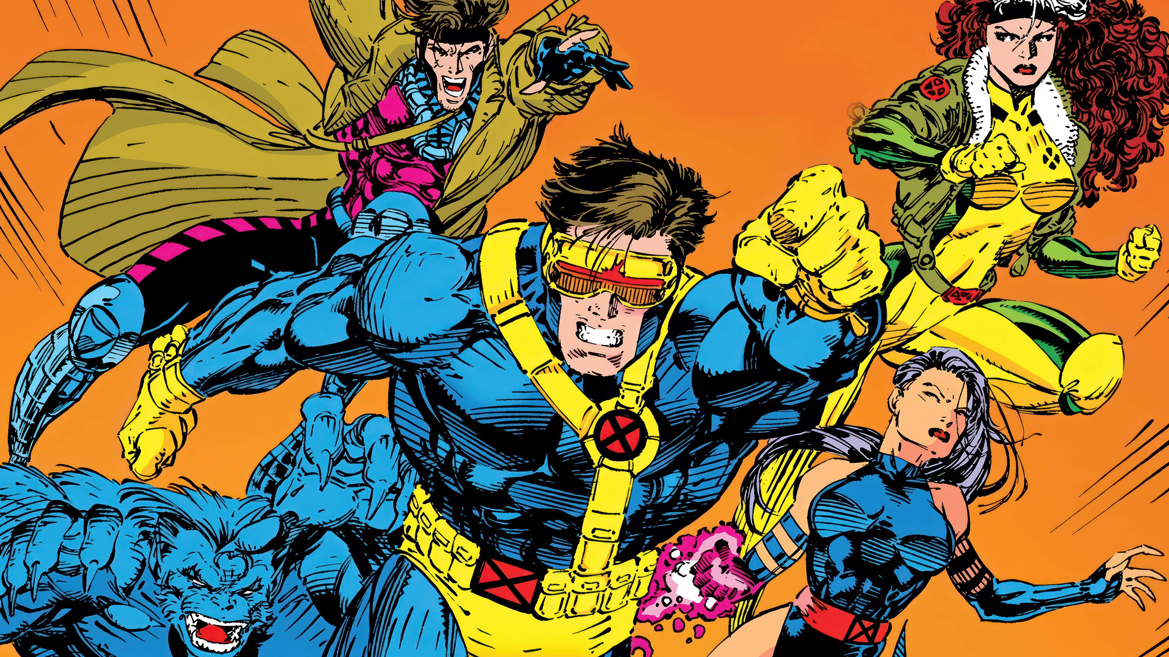 X-Men Characters: Cyclops, Beast, Psylocke, Gambit, Rogue HD Wallpaper
