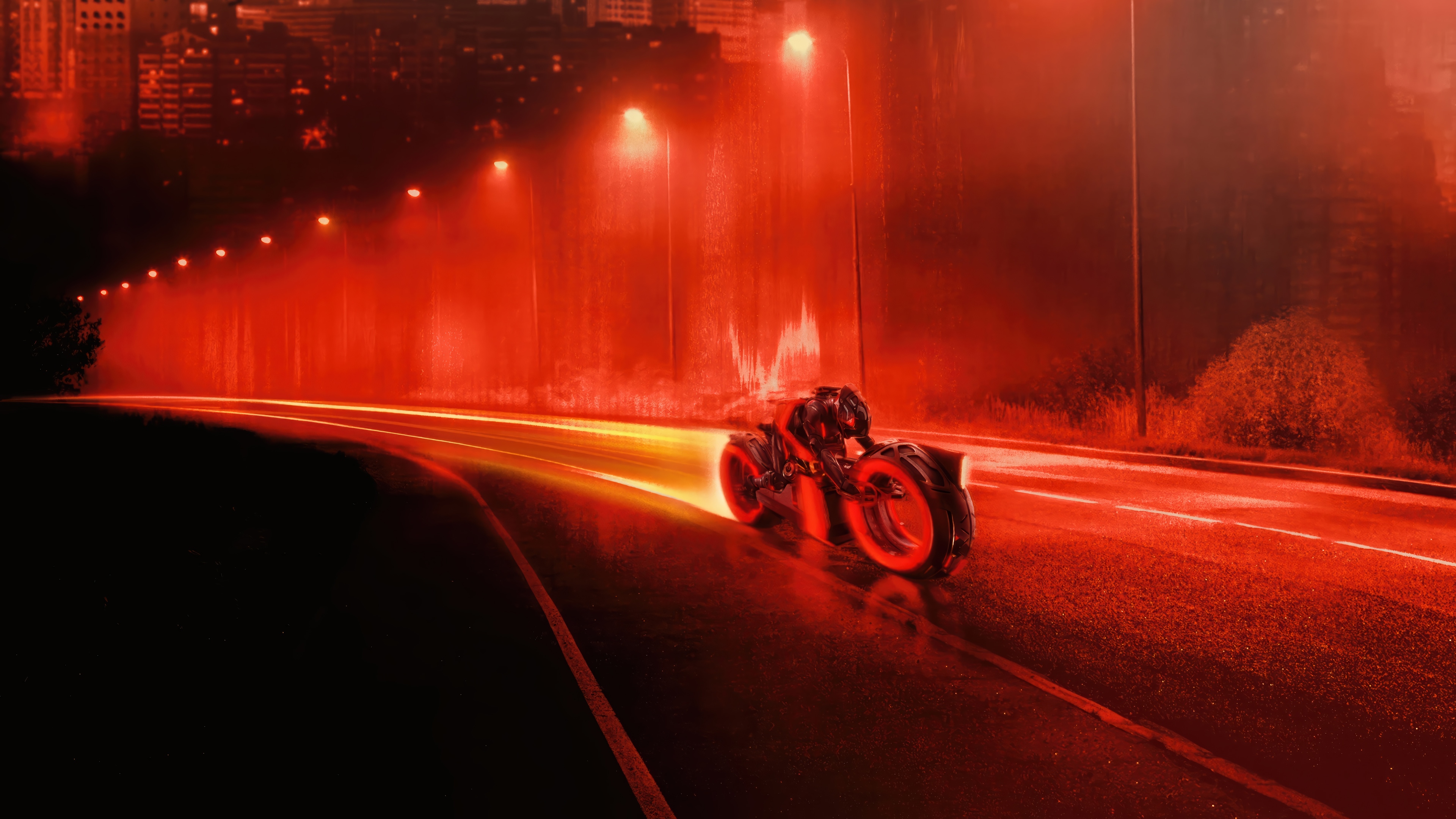 Tron: Ares Light Cycle Motorcycle 4K HD Wallpaper