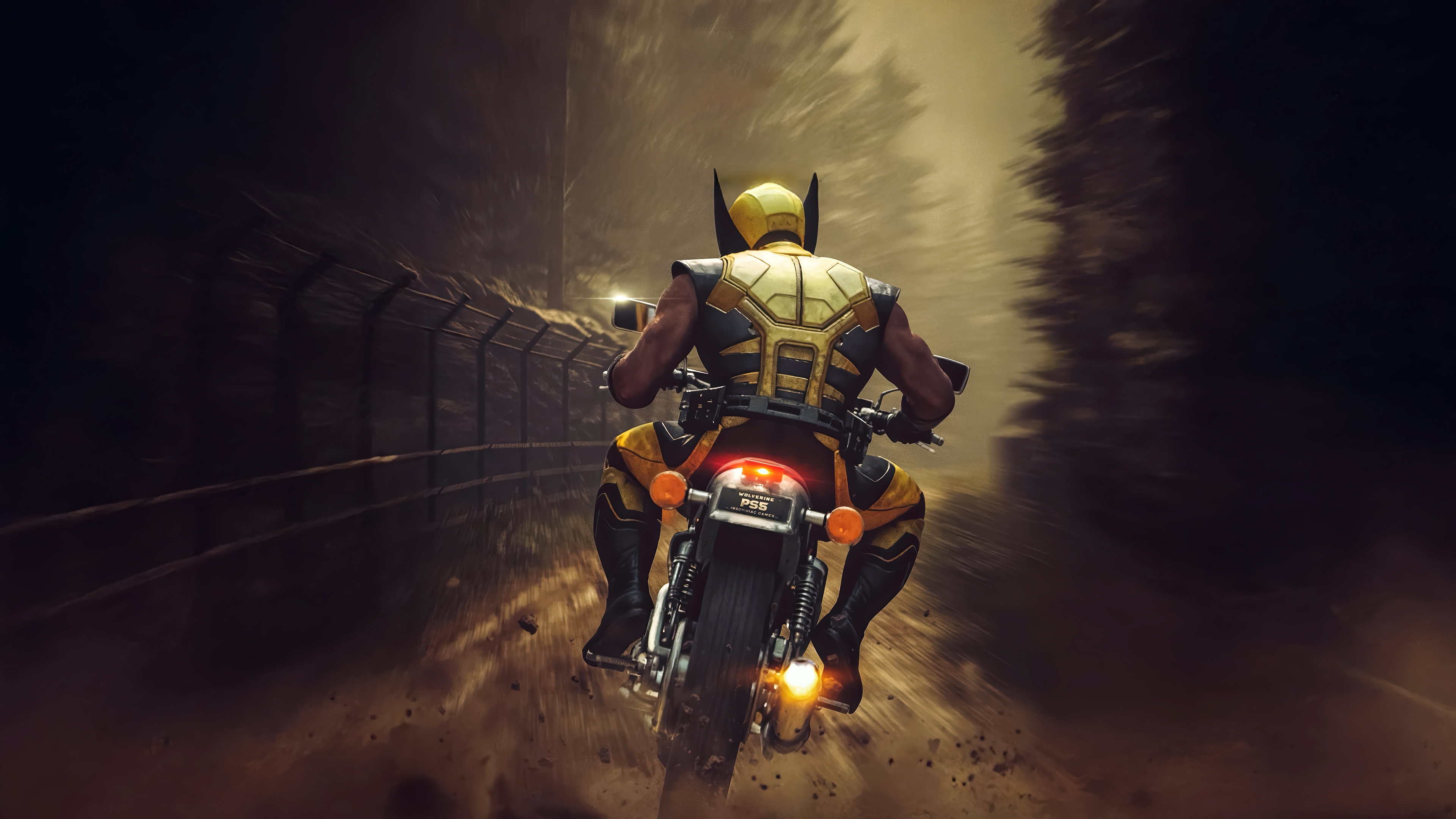 Wolverine riding a motorcycle in 4K HD Wallpaper
