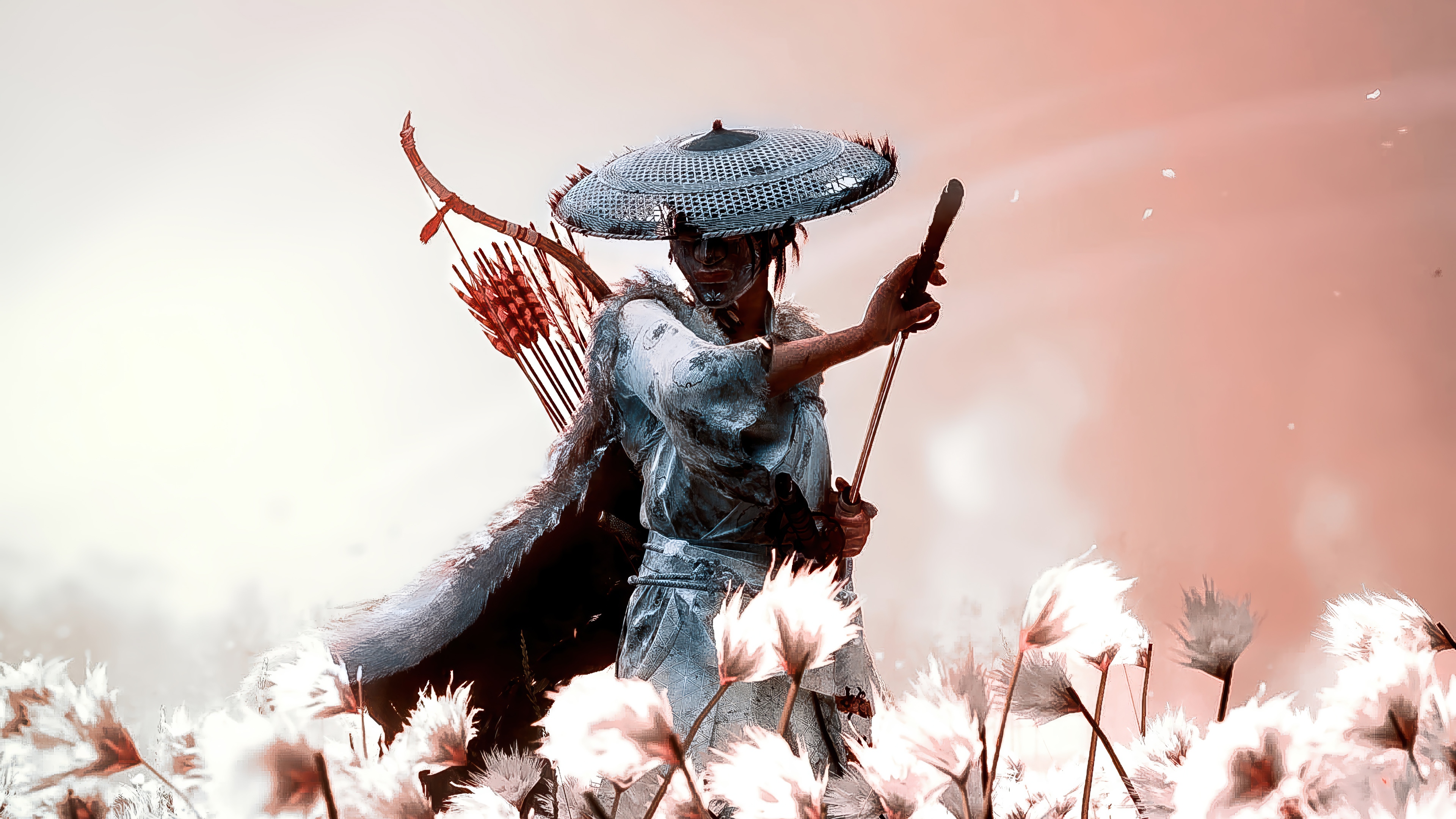 Ghost of Tsushima Samurai with Bow and Arrows HD Wallpaper