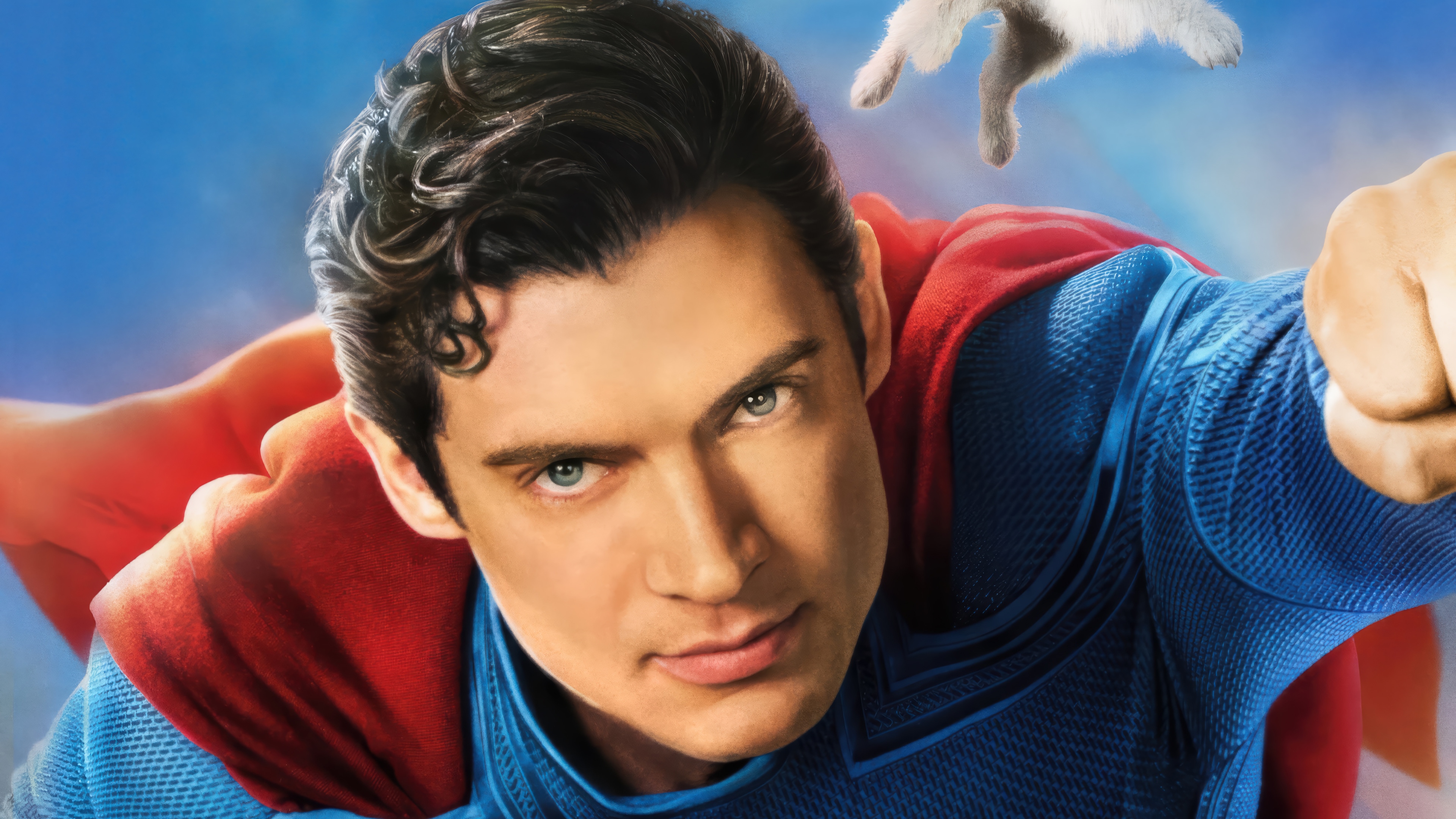 Superman flying with a cat in the sky HD Wallpaper