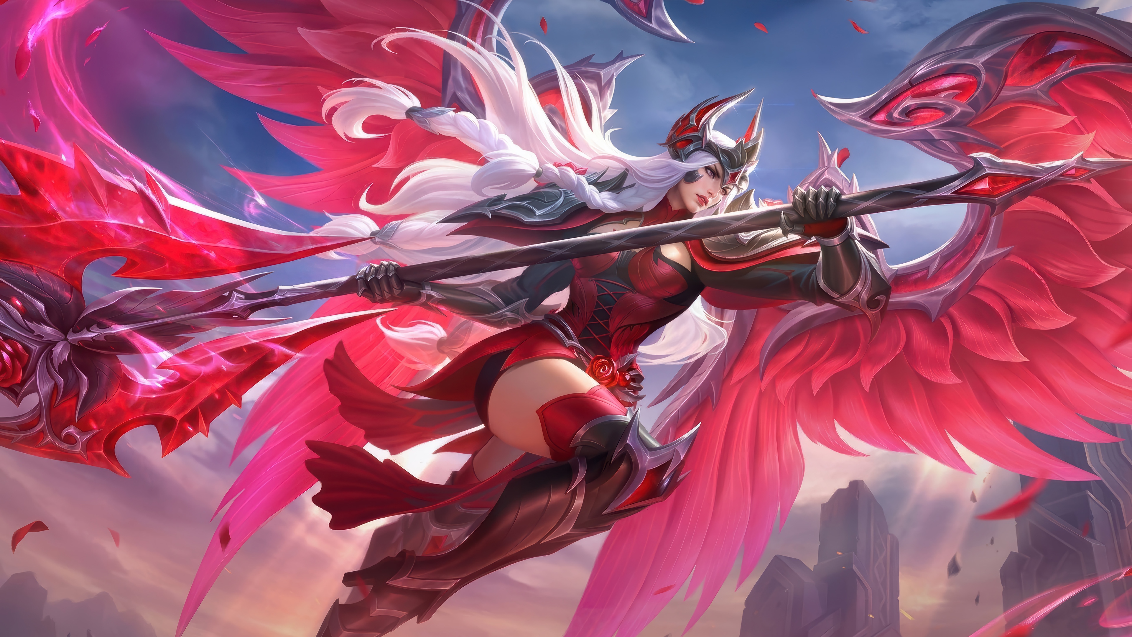 Freya from Mobile Legends with red wings HD Wallpaper