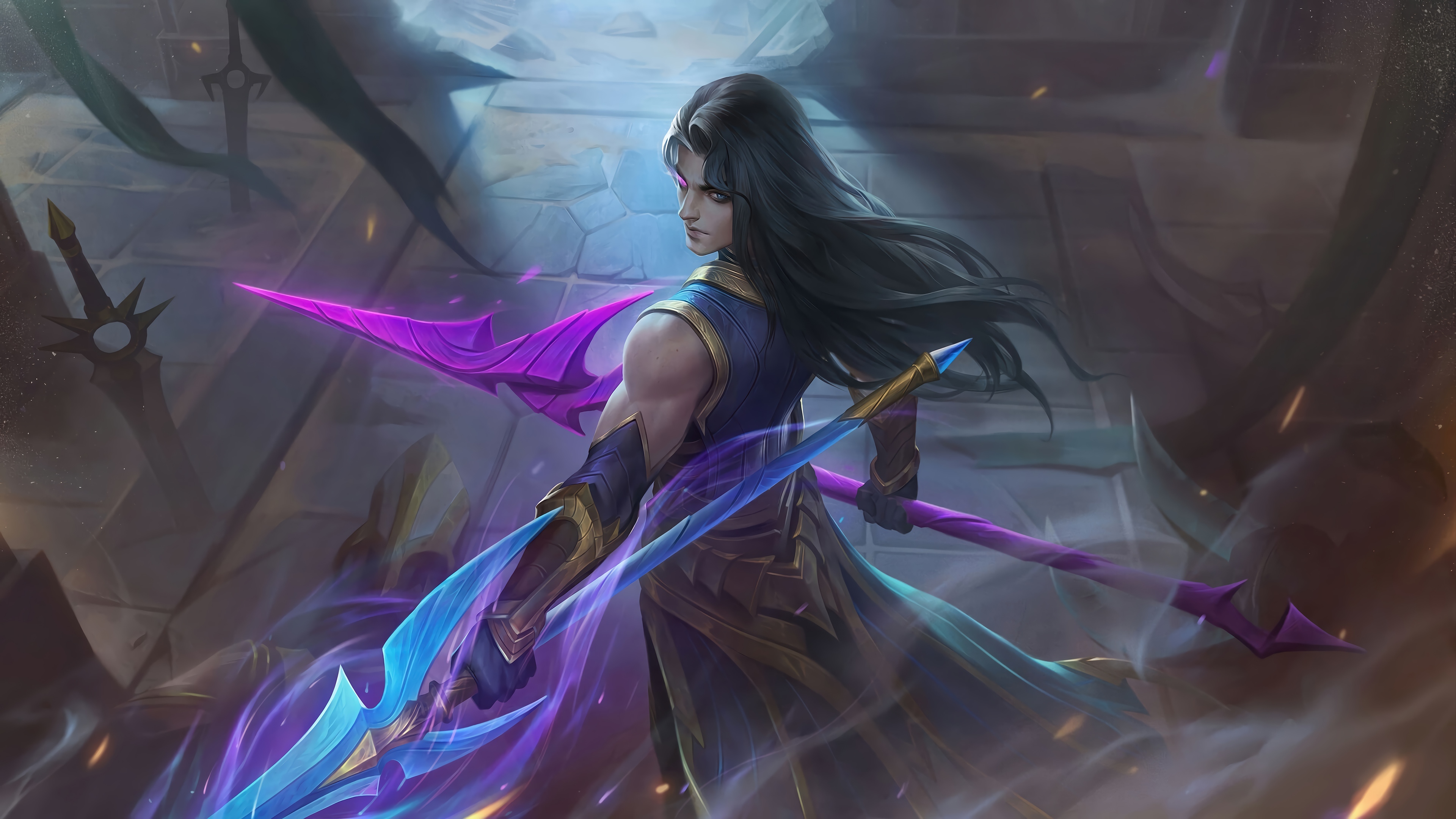 Arlott from Mobile Legends holding a spear HD Wallpaper