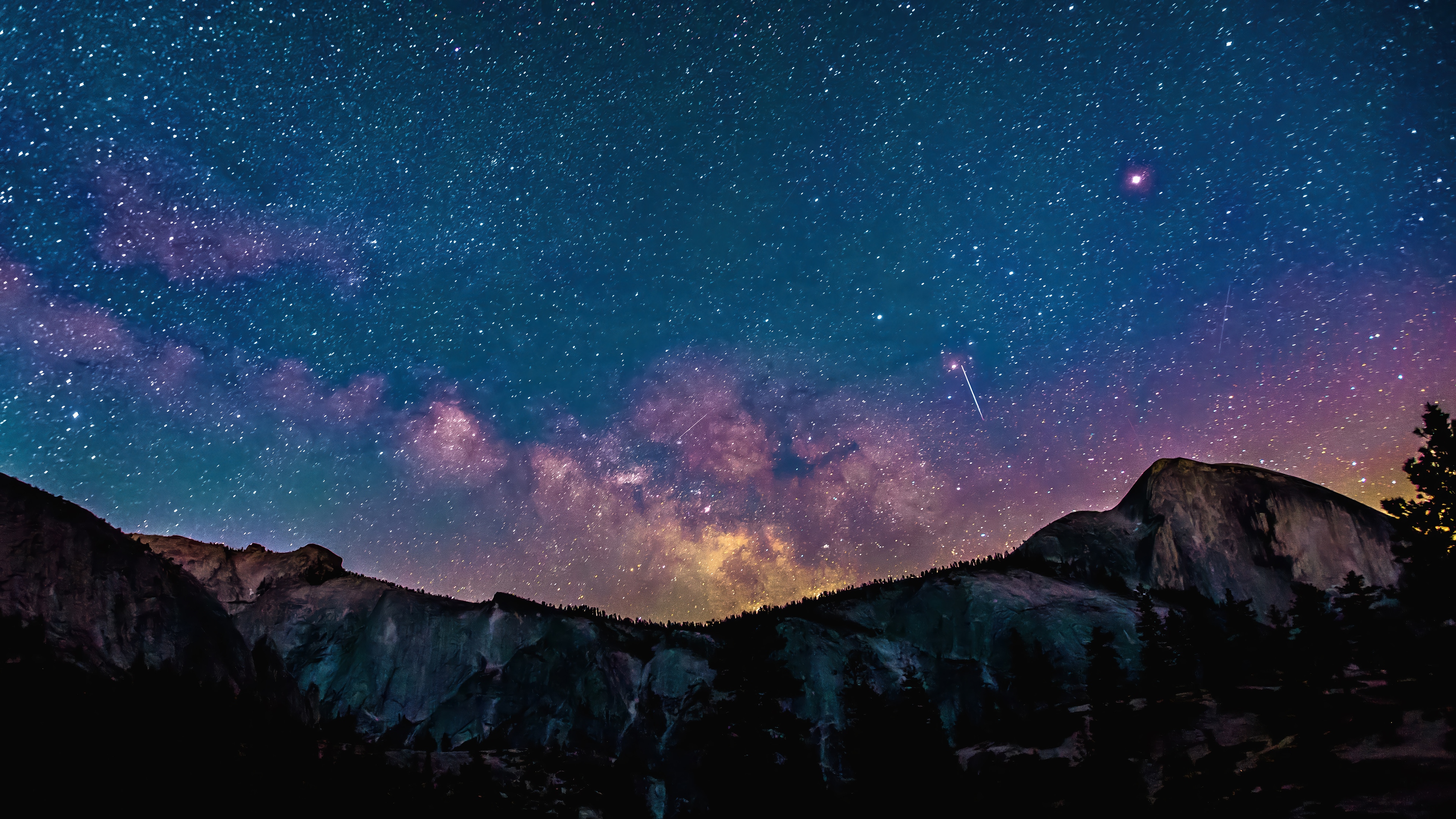 Starry Night Sky Over Mountains 4K HD Wallpaper