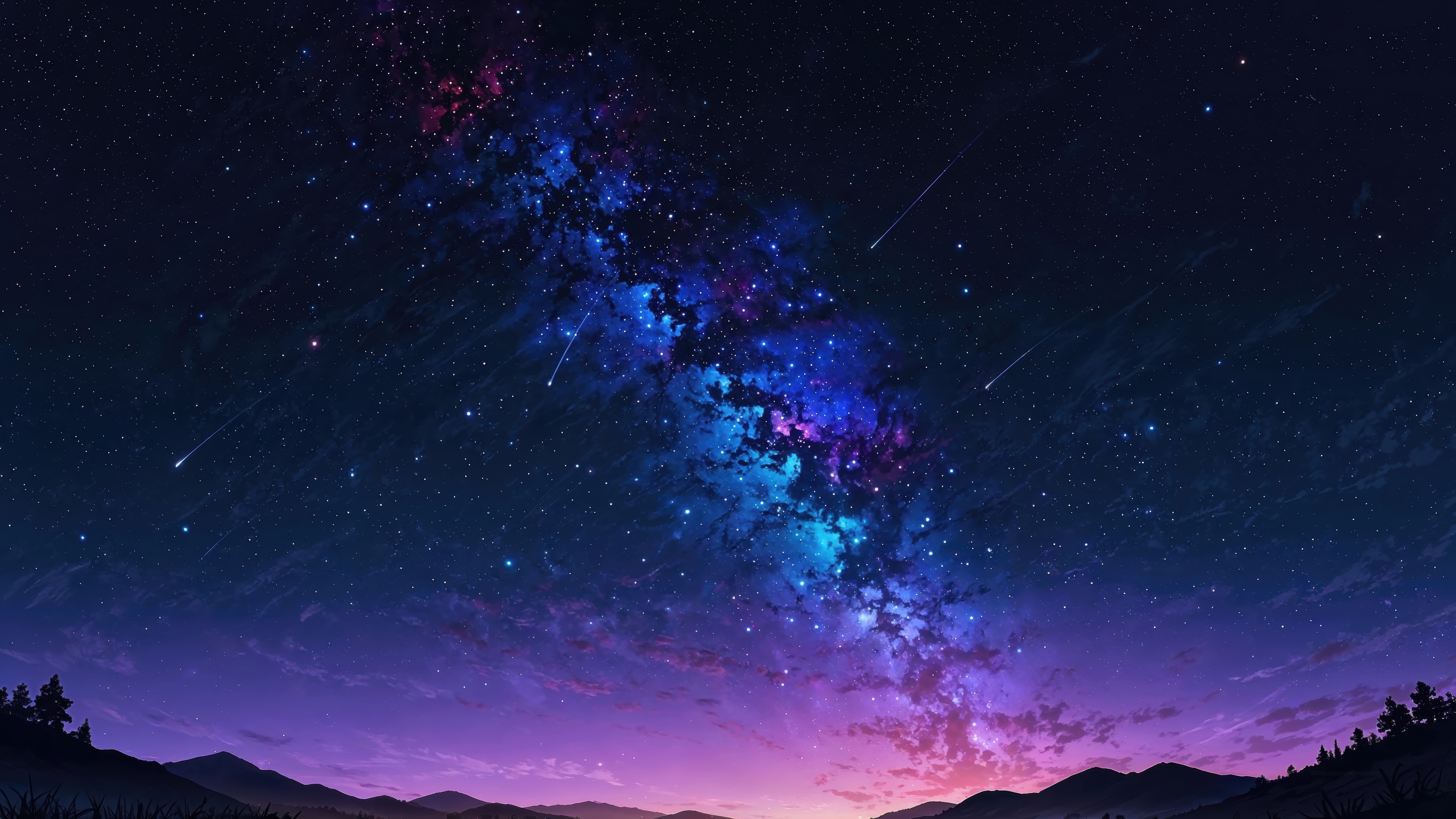 Starry Night Sky Over Mountains 4K HD Wallpaper