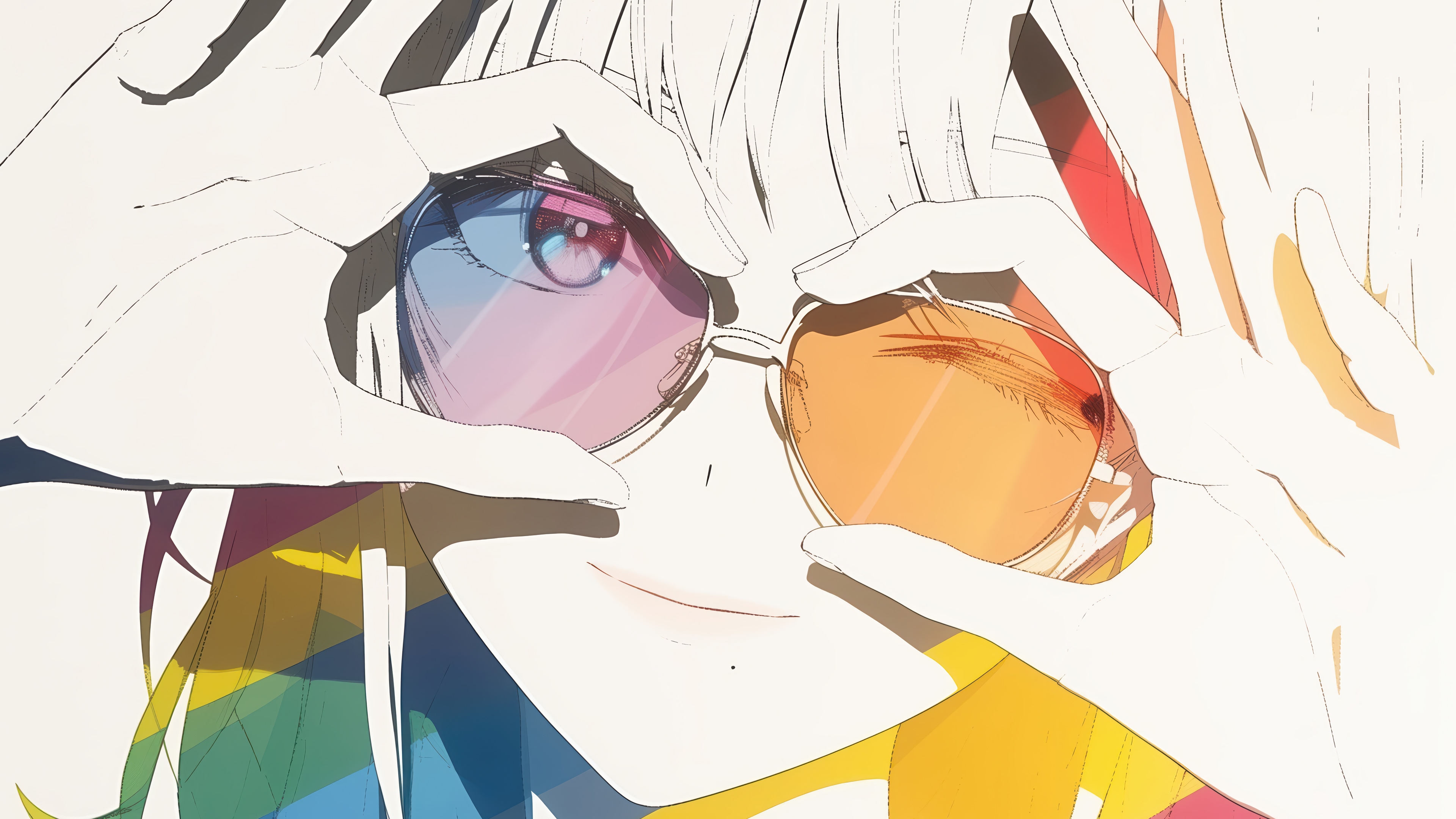 Anime Girl Wearing Colorful Sunglasses HD Wallpaper