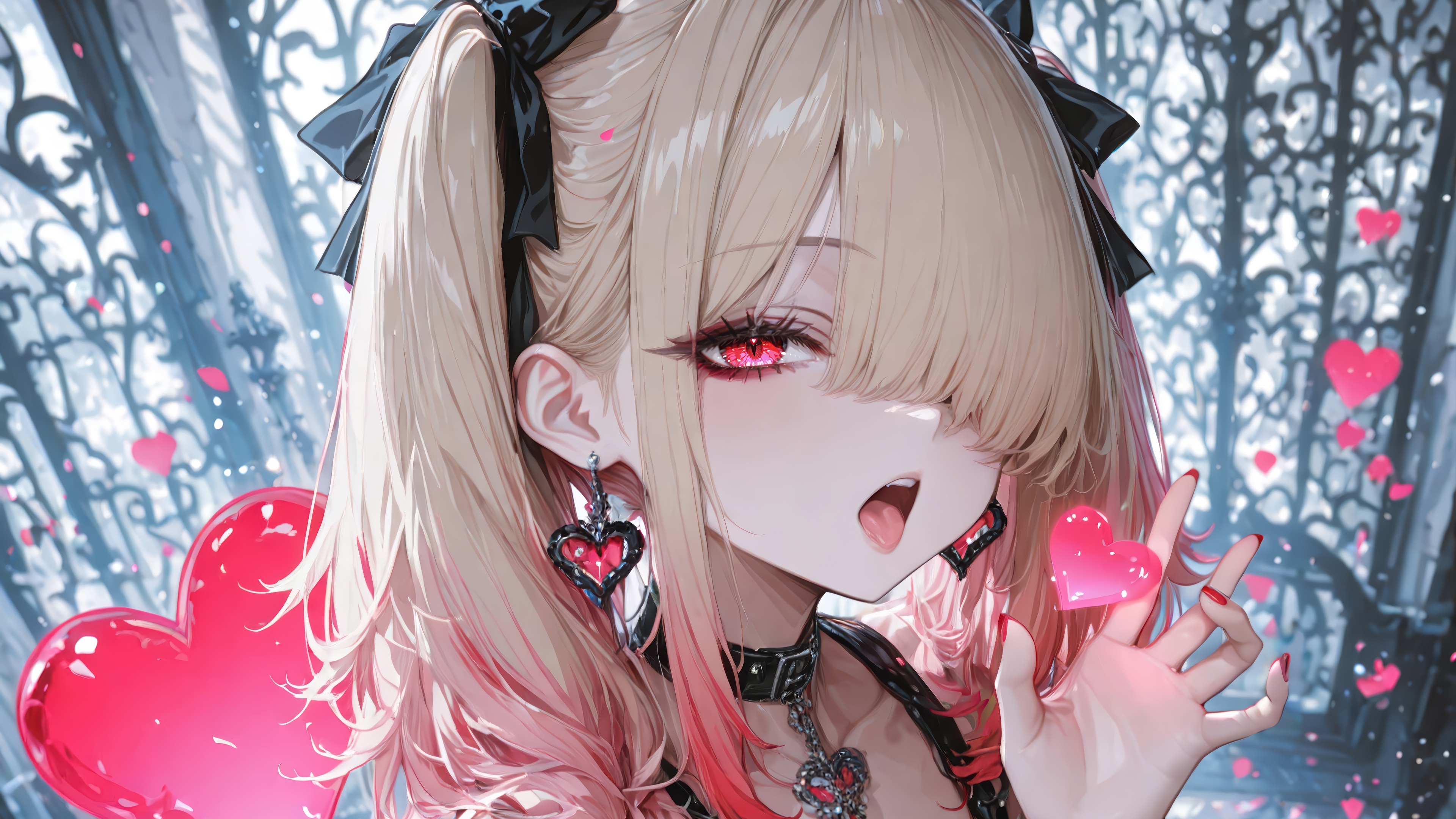 Anime Girl with Blonde Hair and Red Eyes HD Wallpaper
