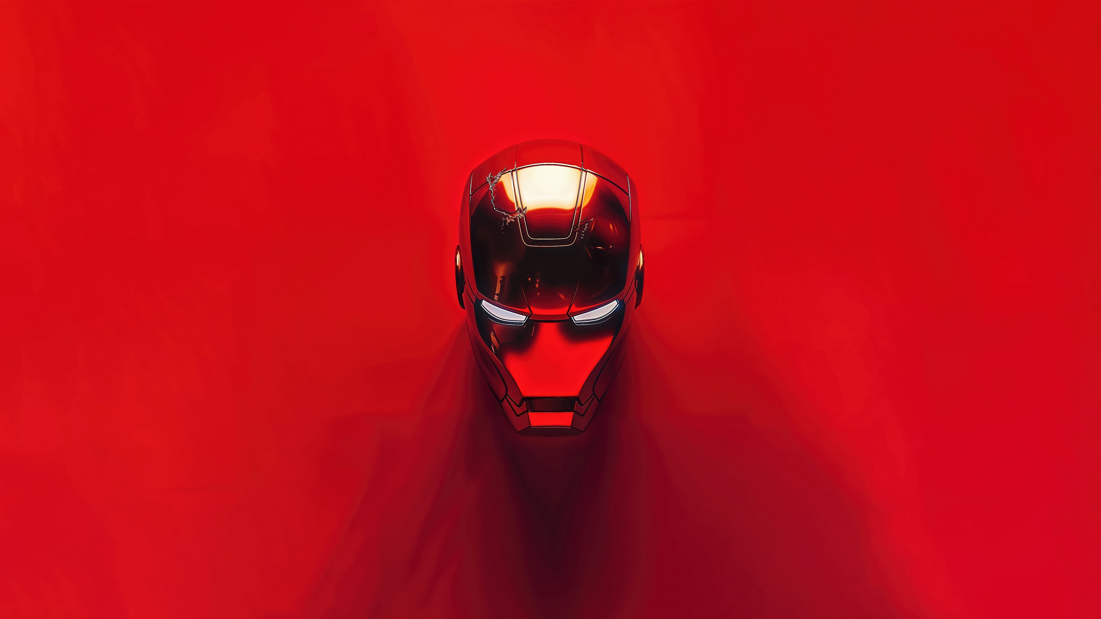 Iron Man mask on a red background 4K HD Wallpaper