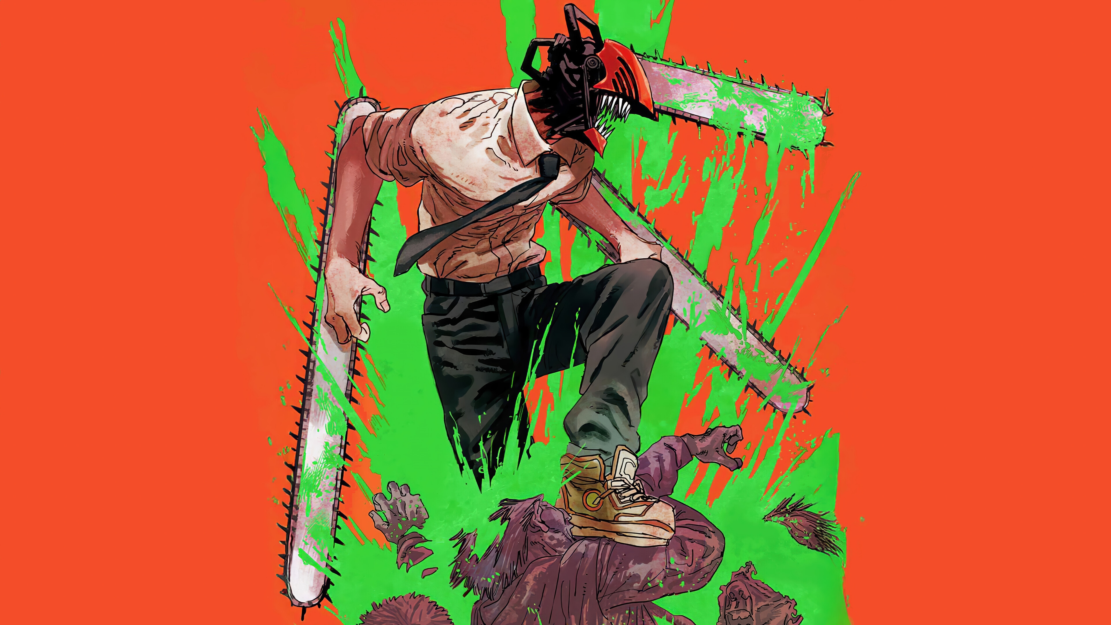 Denji from Chainsaw Man with Chainsaws HD Wallpaper