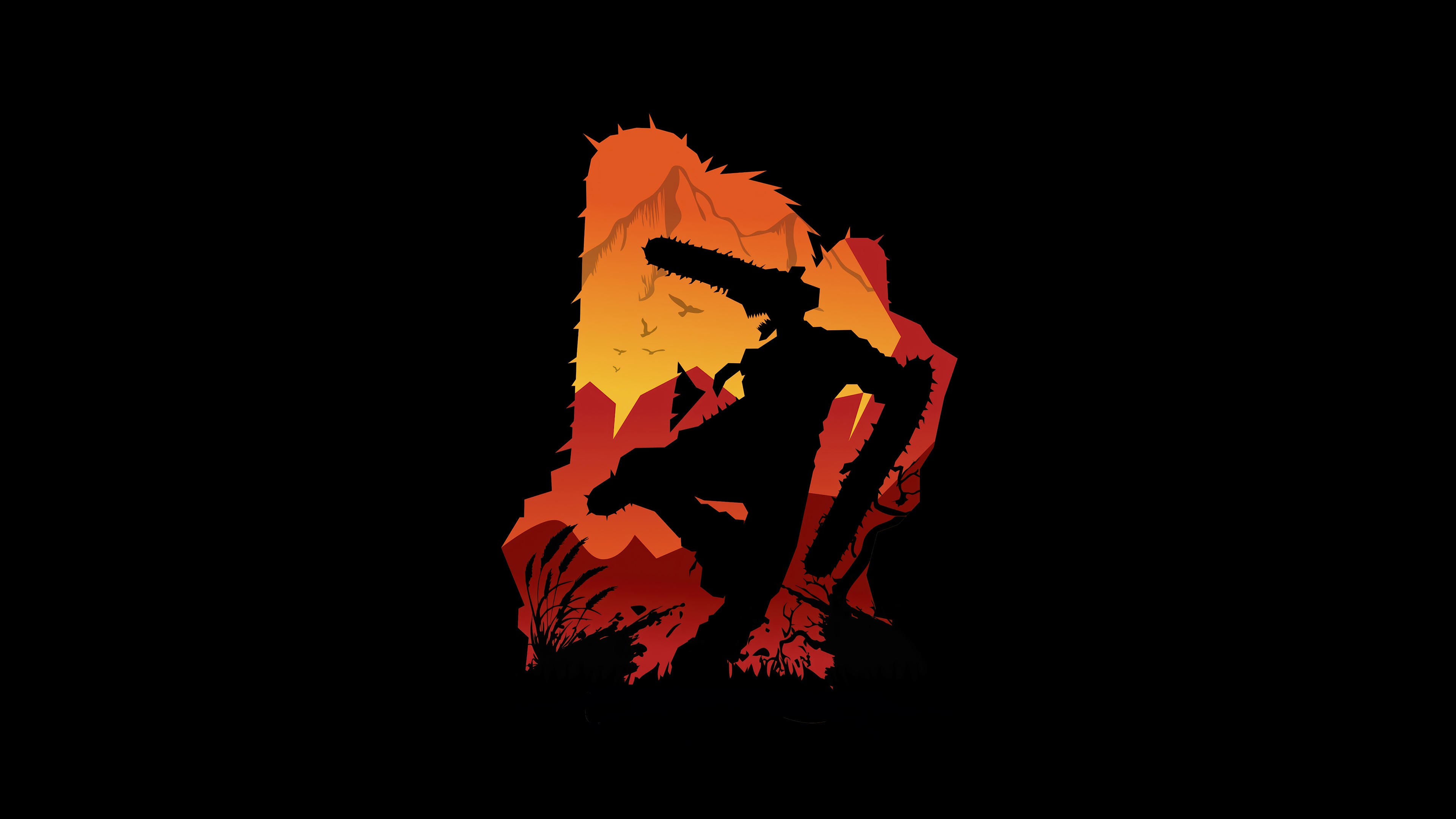 Chainsaw Man Minimalist Silhouette 4K HD Wallpaper