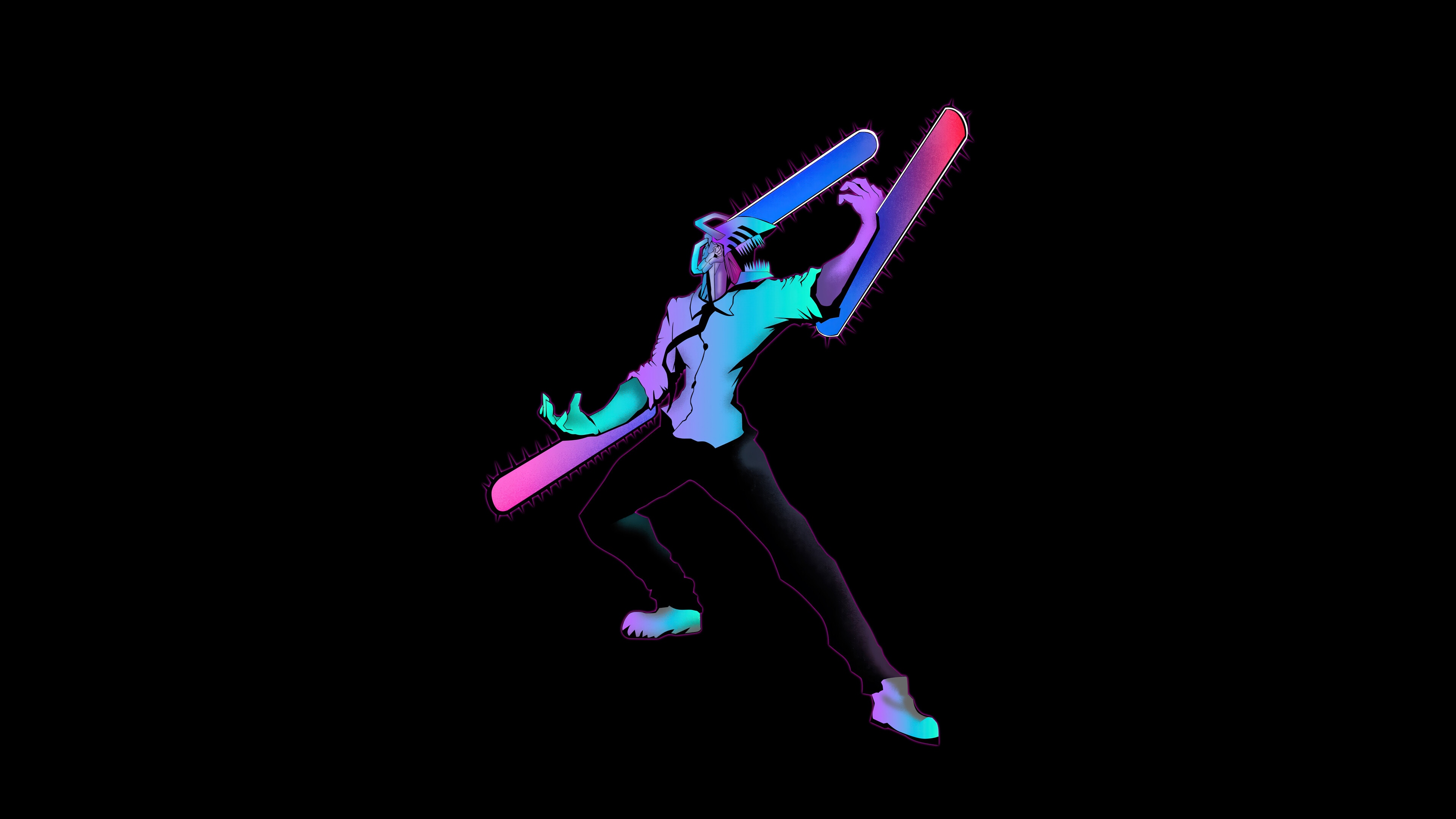 Denji from Chainsaw Man with glowing weapons HD Wallpaper