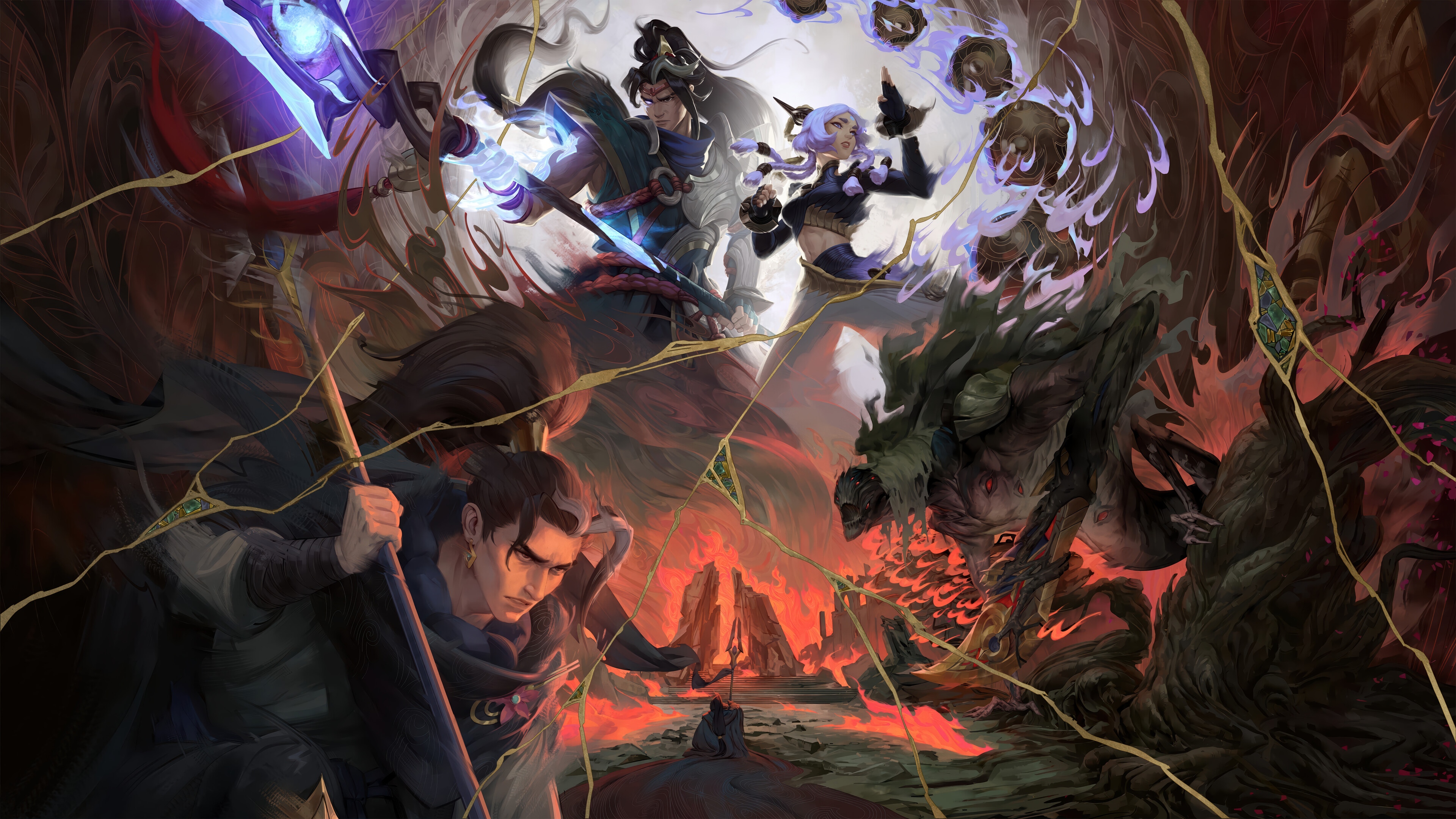 League of Legends: Xin Zhao and Yunara in battle HD Wallpaper