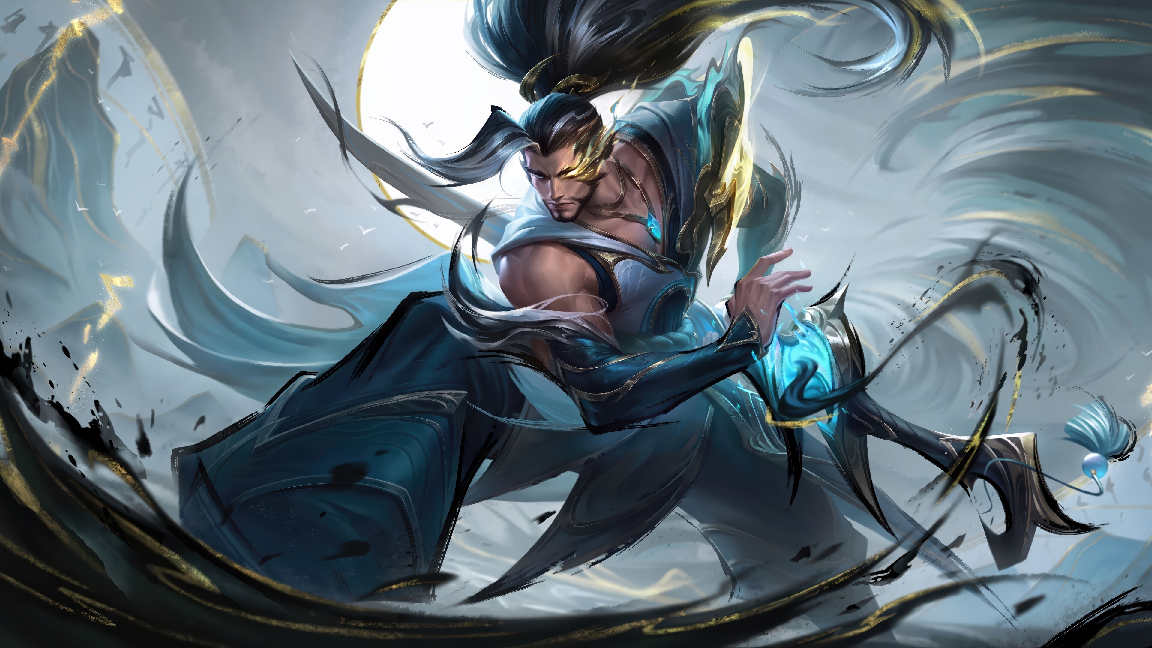 Yasuo in Calligraphia Splash Art 4K HD Wallpaper