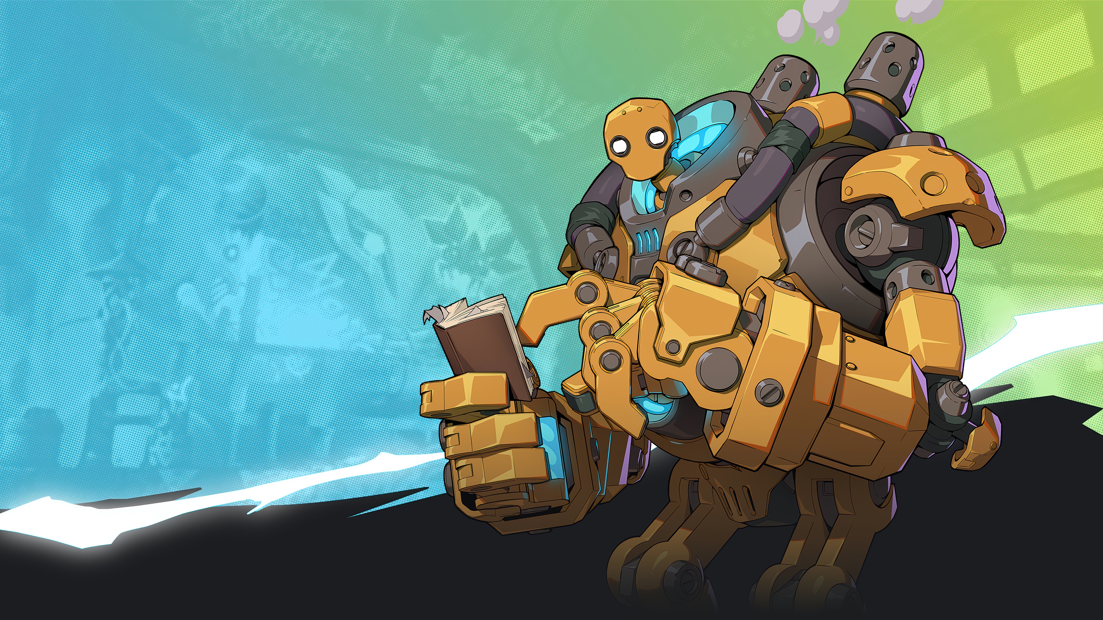 Blitzcrank from League of Legends reading a book HD Wallpaper