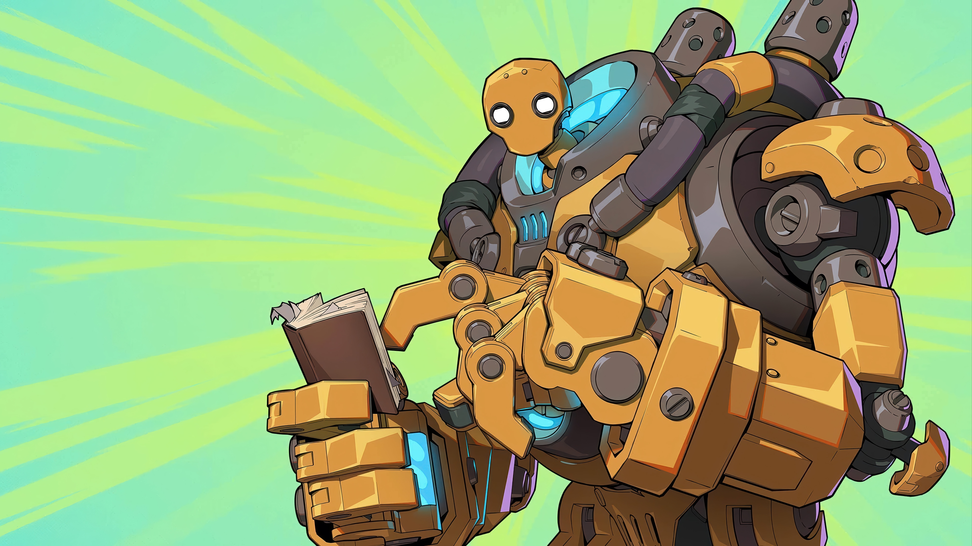Blitzcrank from League of Legends reading a book HD Wallpaper