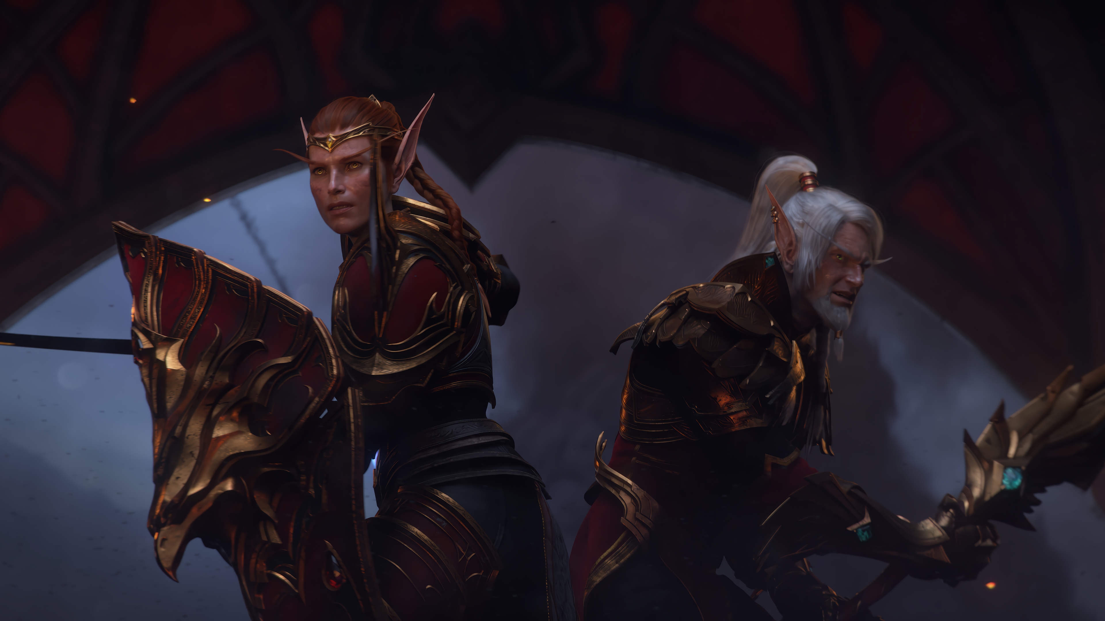 Lady Liadrin and an Elf Warrior in World of Warcraft: Midnight 4K HD Wallpaper