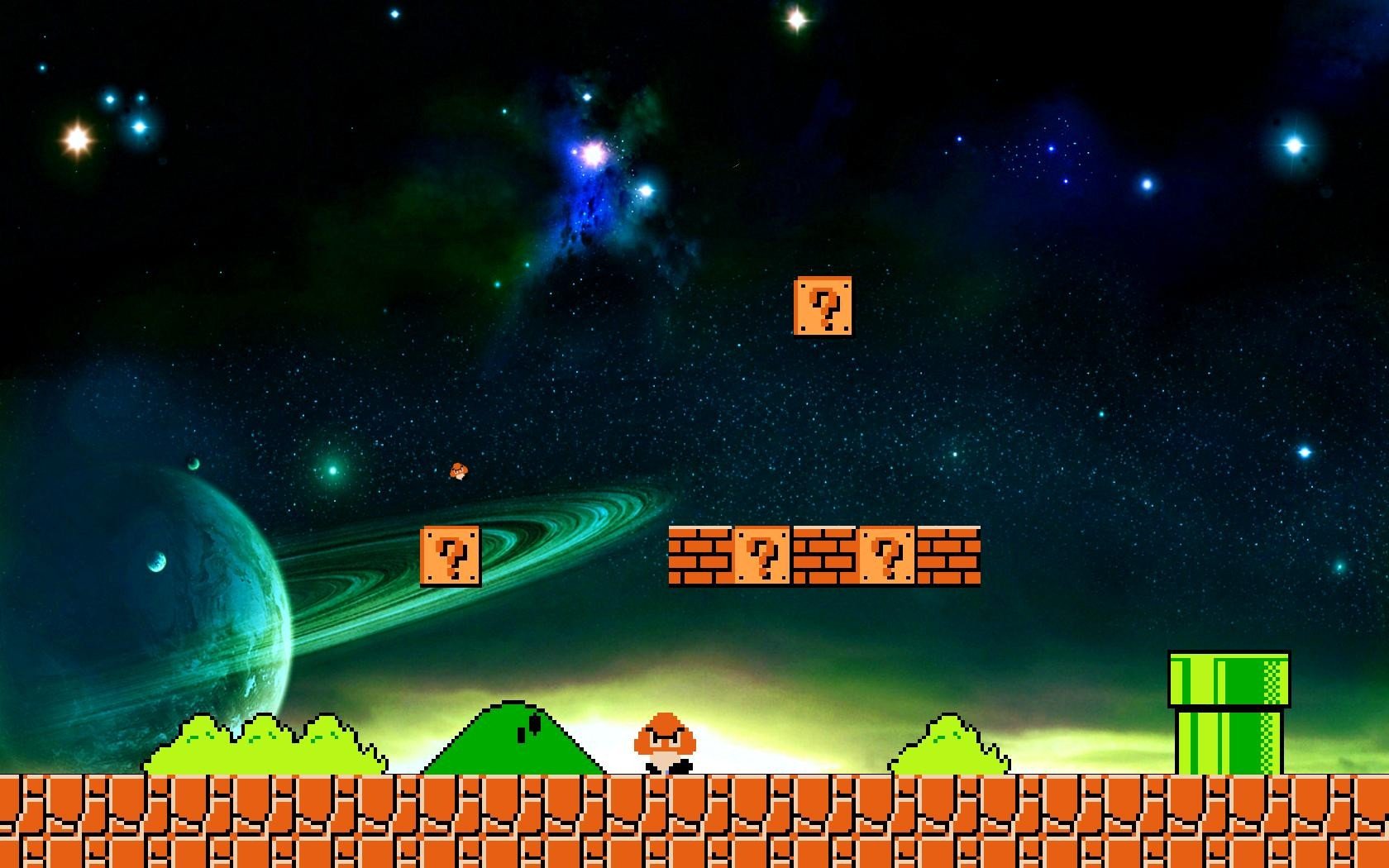 Super Mario Bros. in Space HD Wallpaper