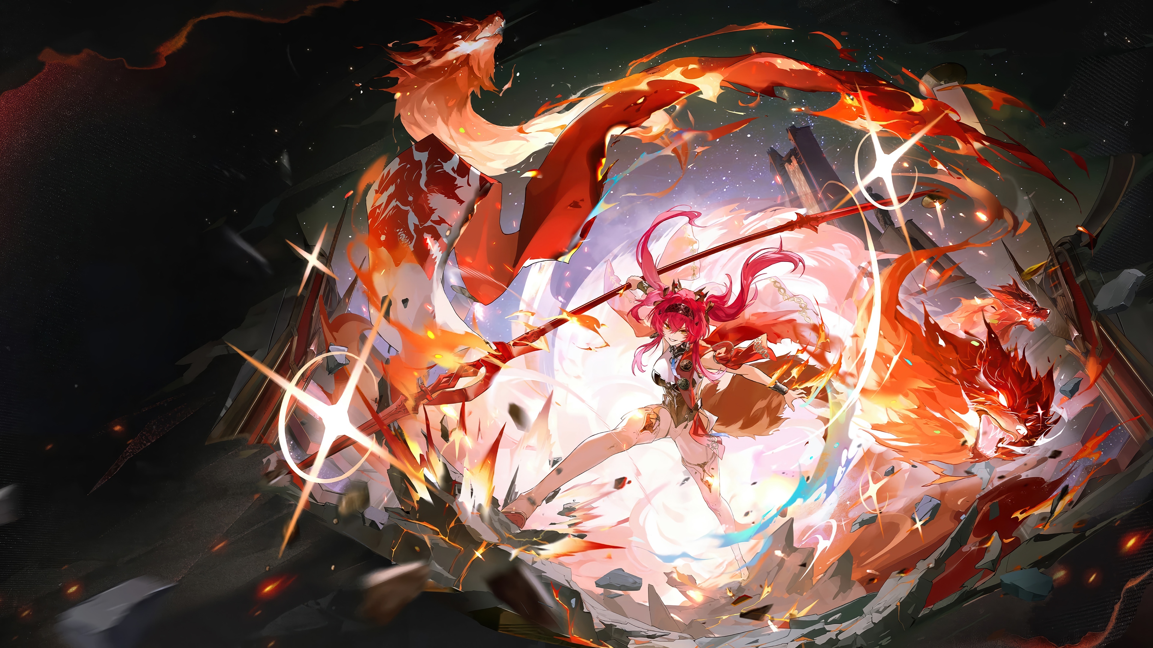 Lupa and Dragons in Wuthering Waves 4K HD Wallpaper