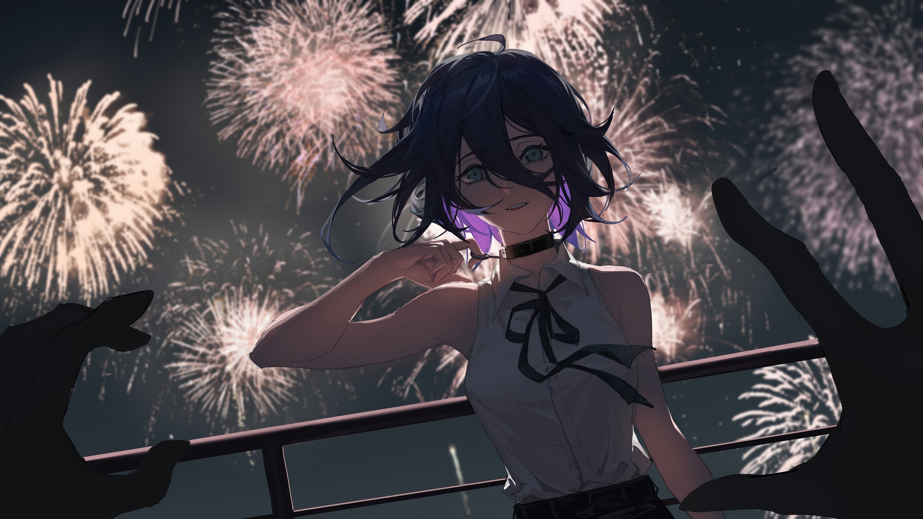 Reze from Chainsaw Man at a Fireworks Display HD Wallpaper