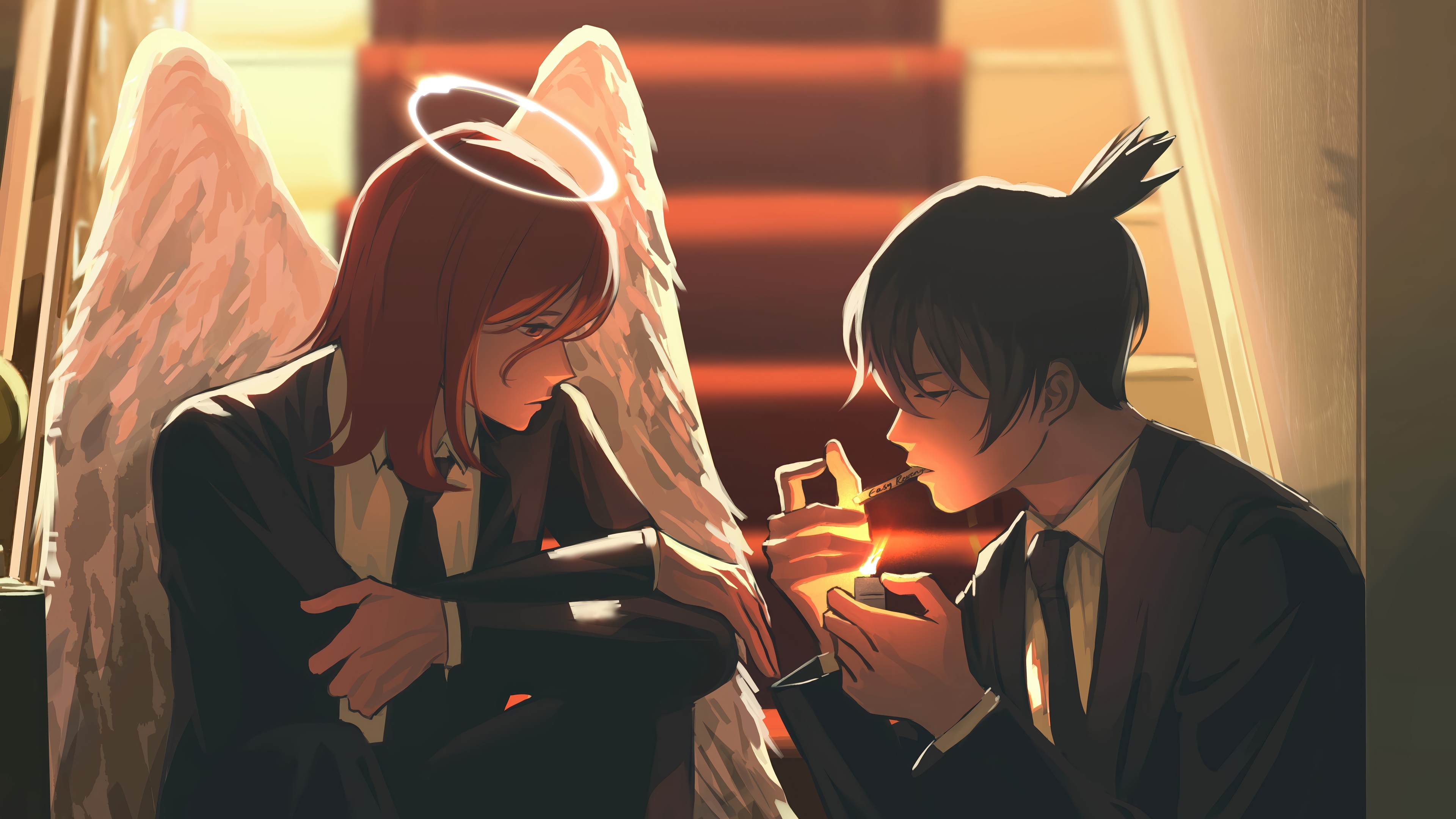 Chainsaw Man: Angel Devil and Aki Hayakawa HD Wallpaper