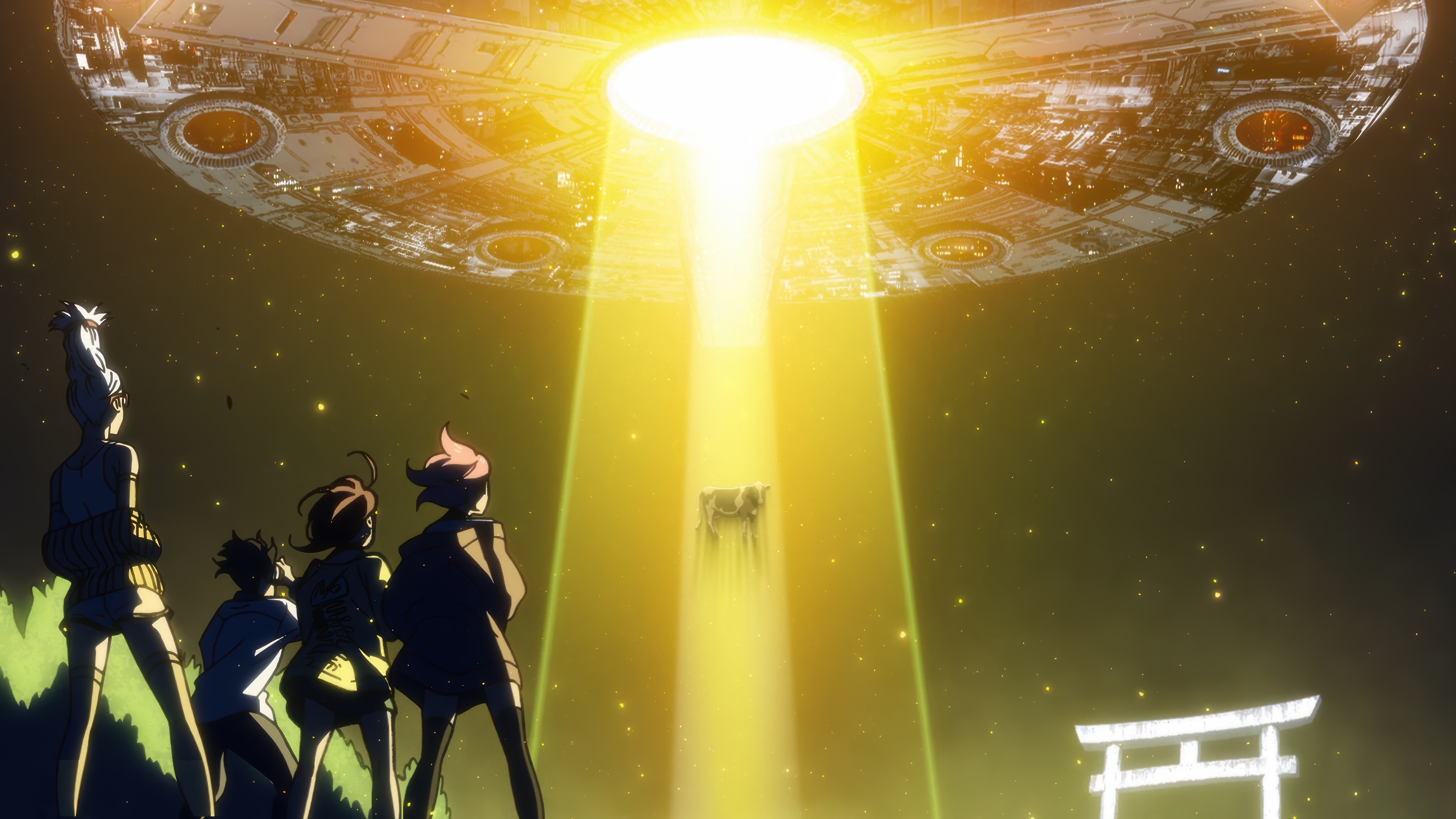 Dandadan UFO Abduction Scene 4K HD Wallpaper