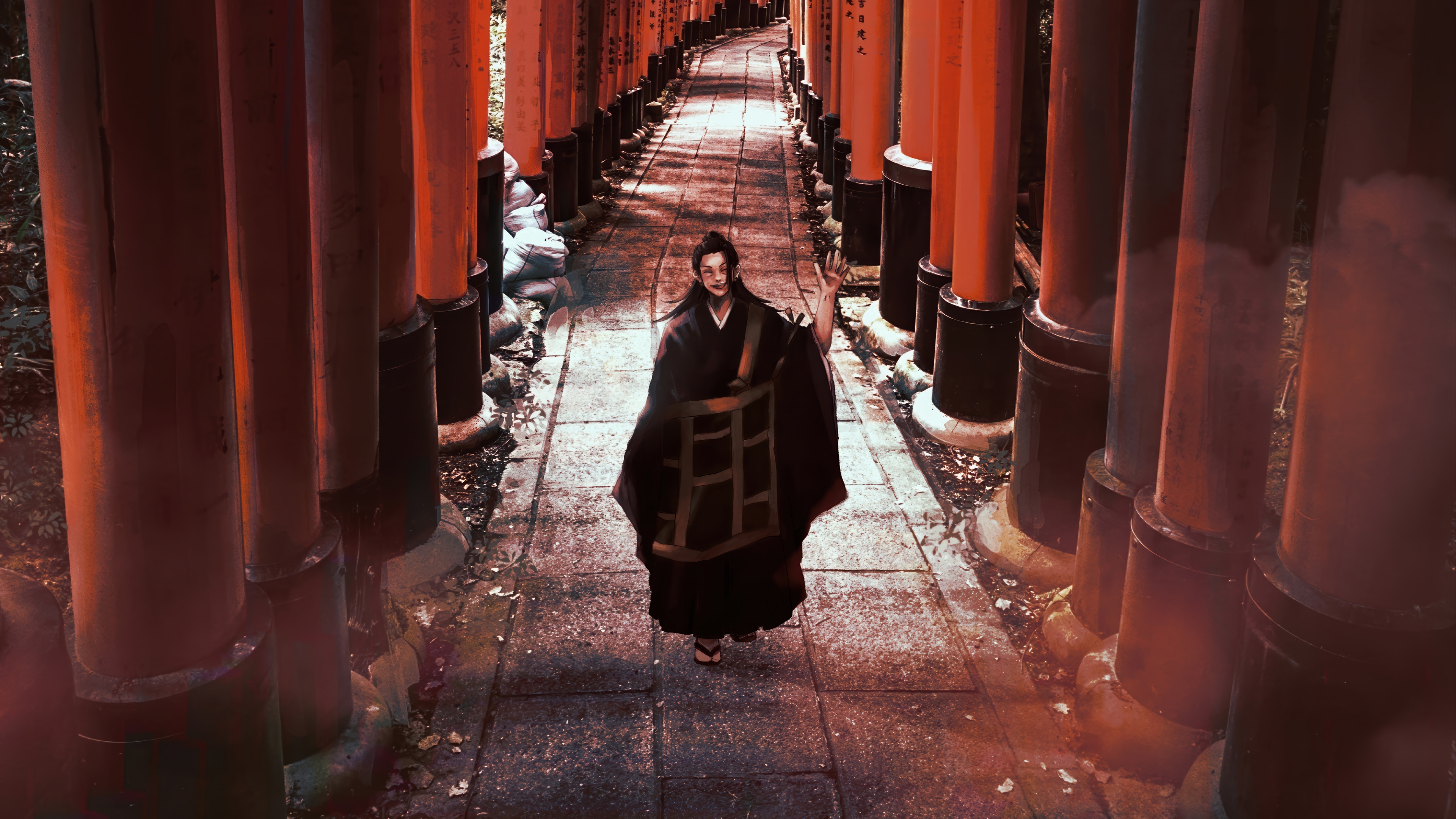 Suguru Geto in Fushimi Inari Shrine 4K HD Wallpaper