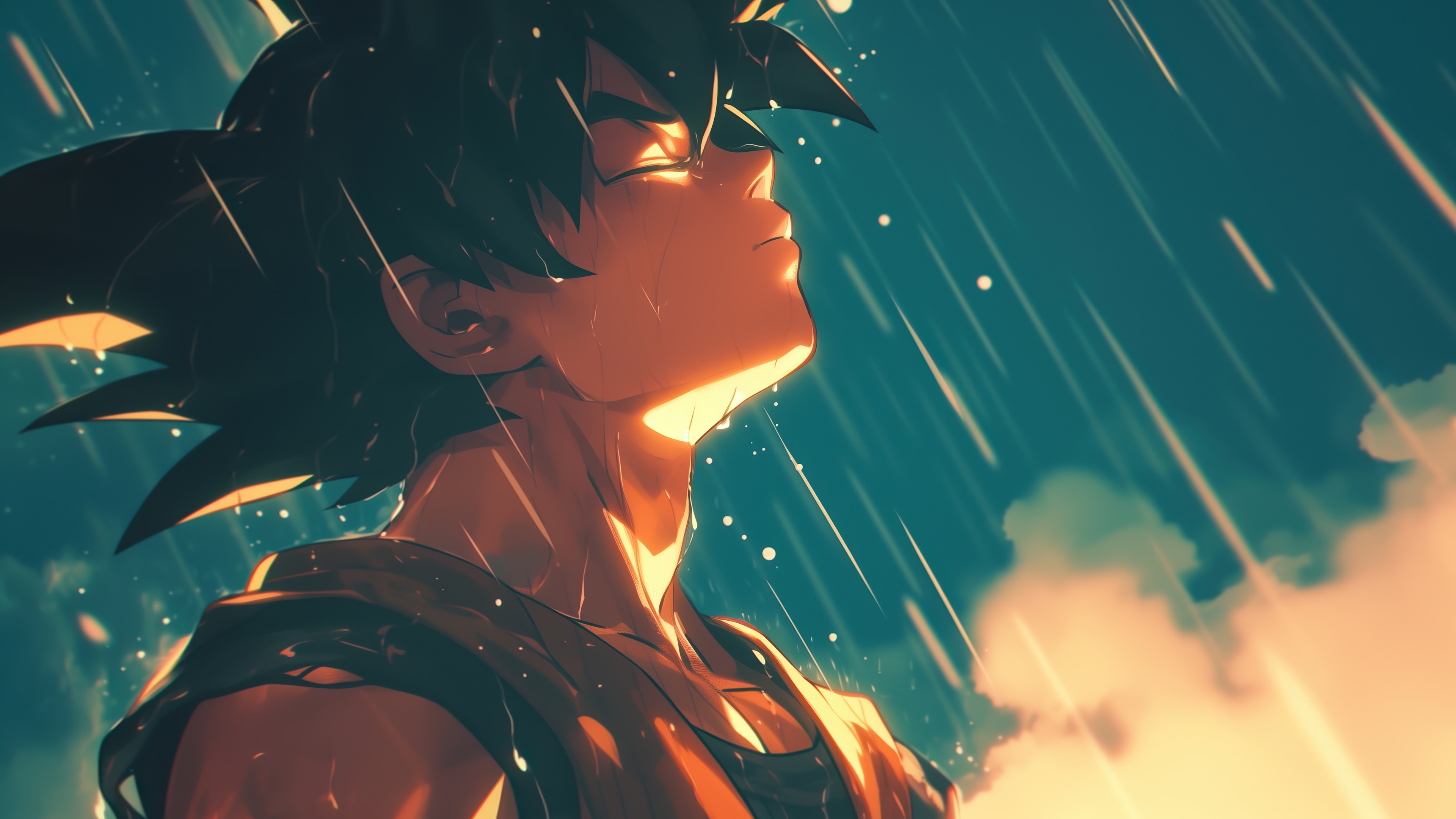 Goku in the Rain 4K HD Wallpaper