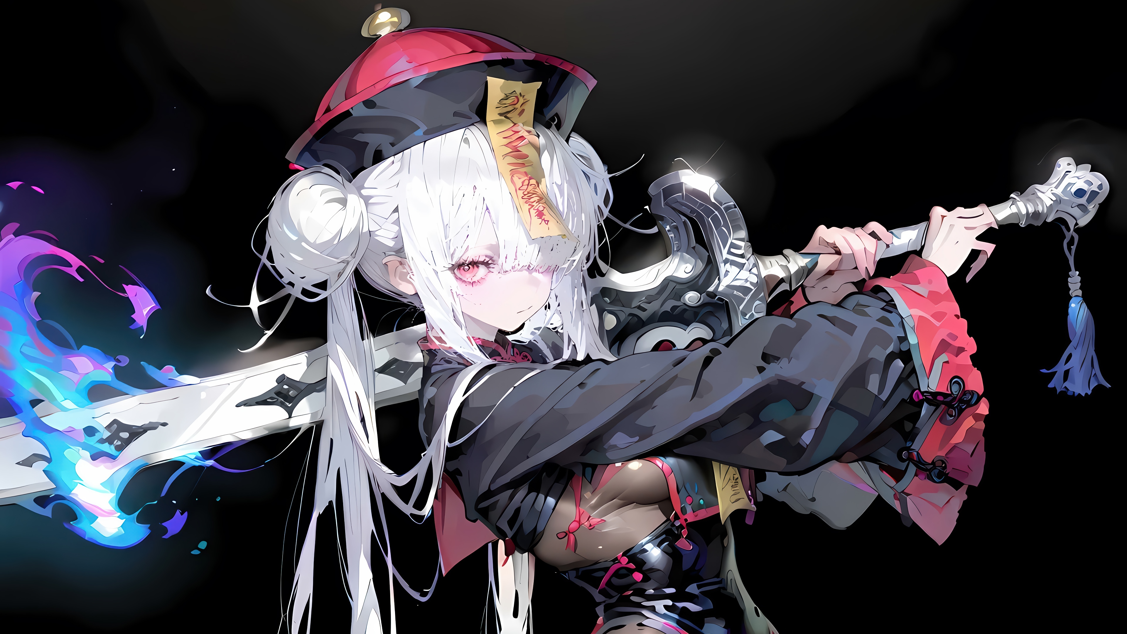 Anime Girl Jiangshi with Sword HD Wallpaper