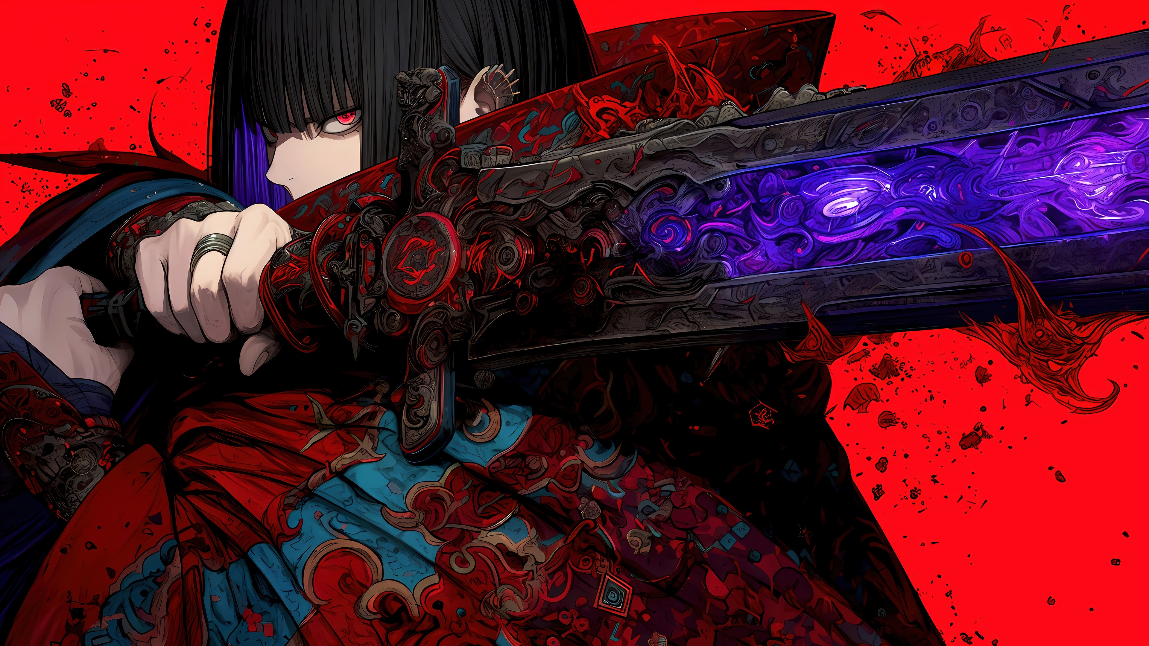 Fantasy Warrior with Ornate Sword 4K HD Wallpaper