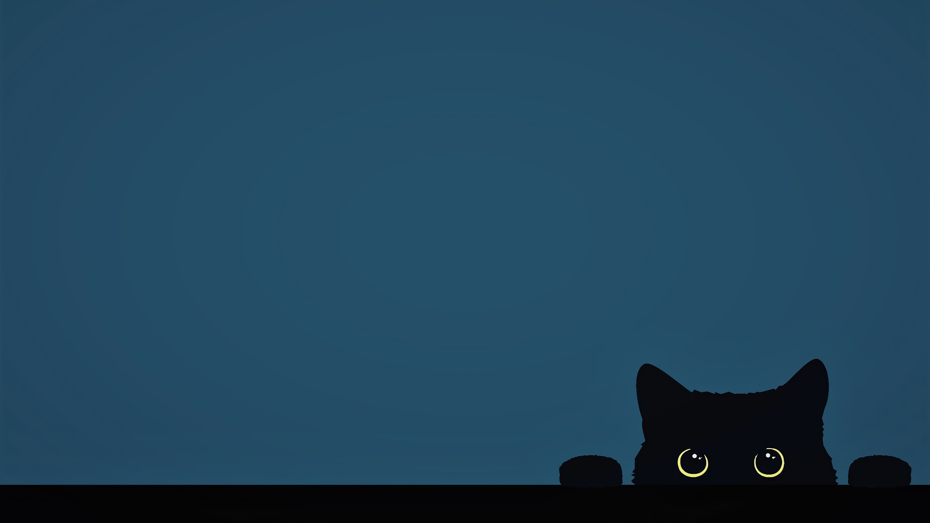 Minimalist Black Cat Peeking Over Edge 4K HD Wallpaper