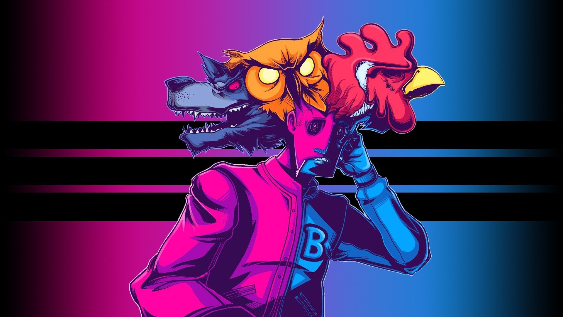 Hotline Miami character with animal masks HD Wallpaper