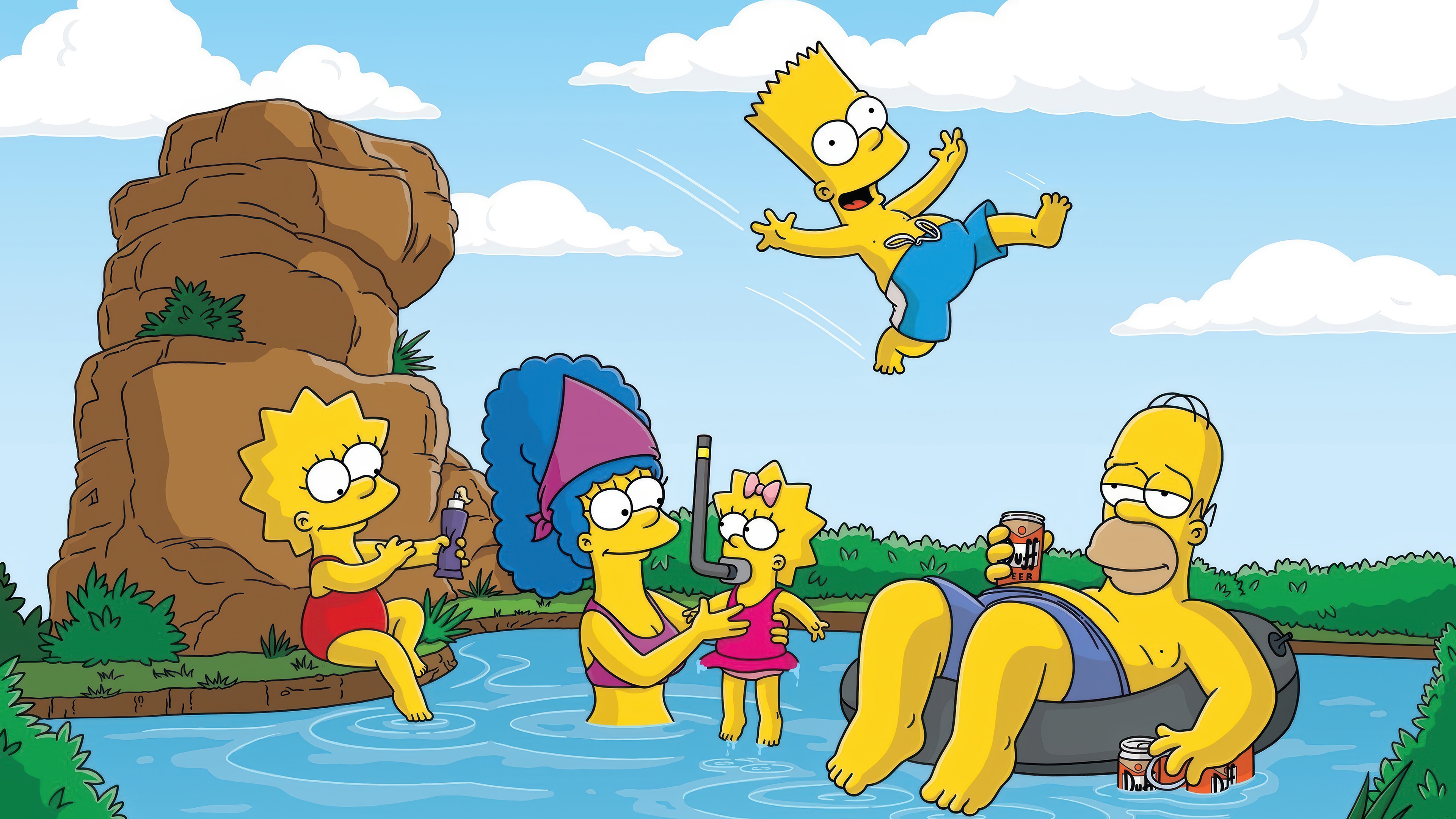 The Simpsons Family at the Lake 4K HD Wallpaper