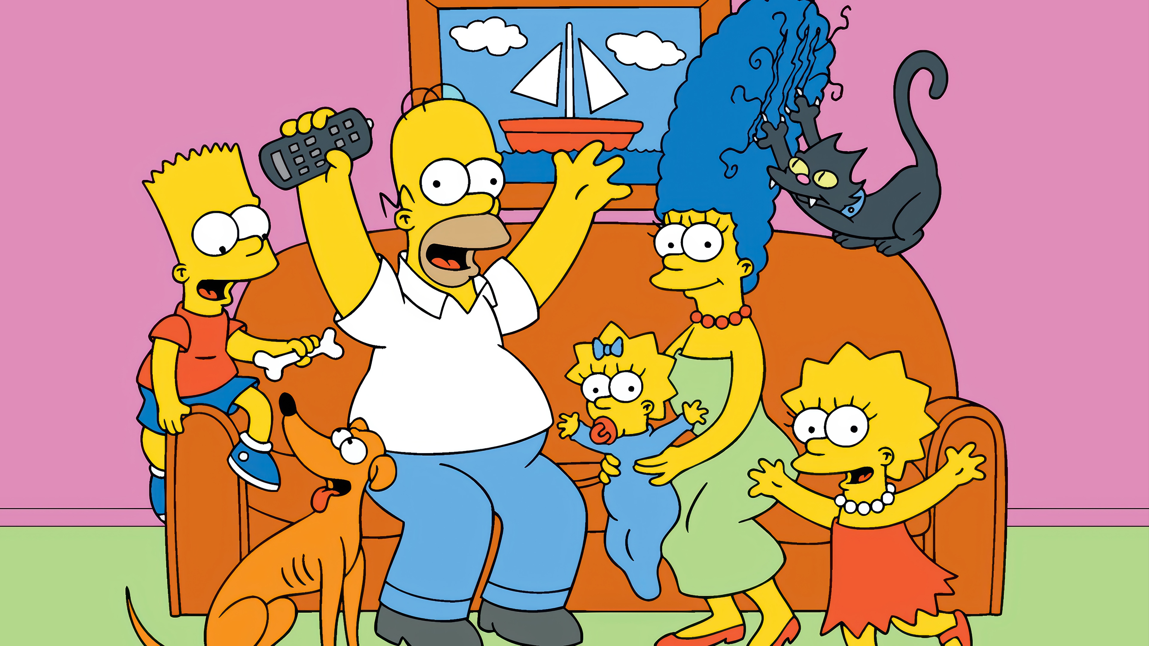 The Simpsons Family on Couch HD Wallpaper