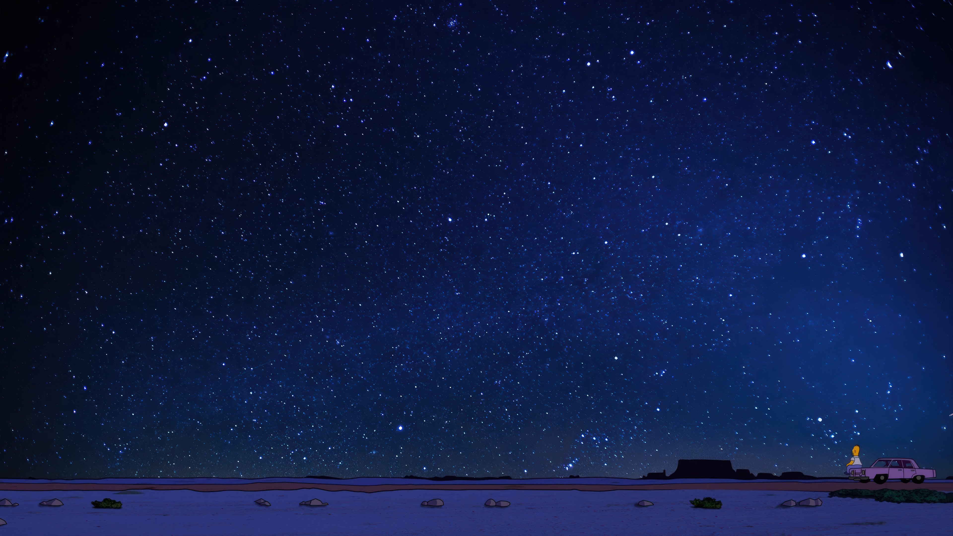 The Simpsons Night Sky with a Car HD Wallpaper
