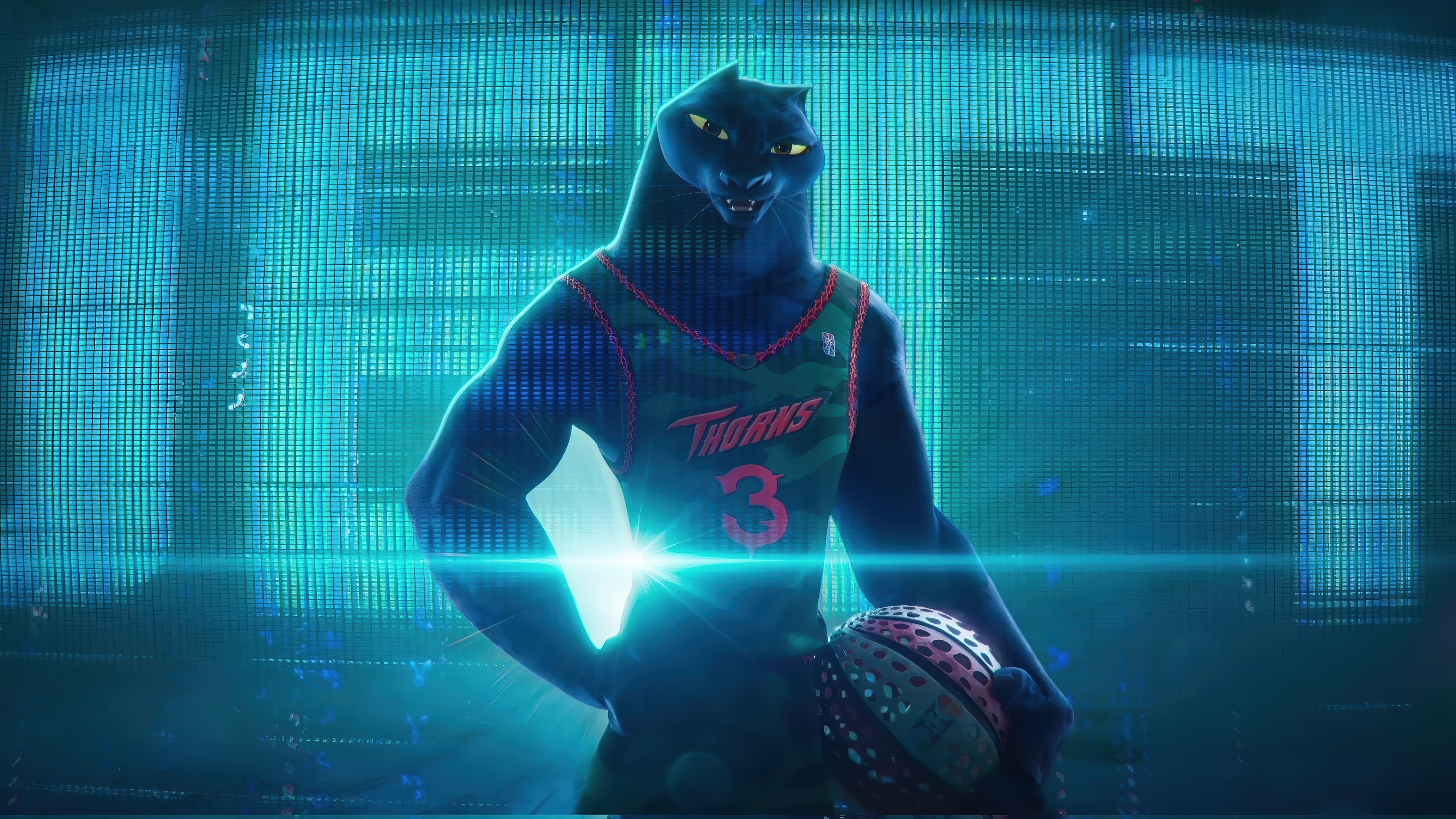 Basketball Panther with "Thorns" Jersey 4K HD Wallpaper