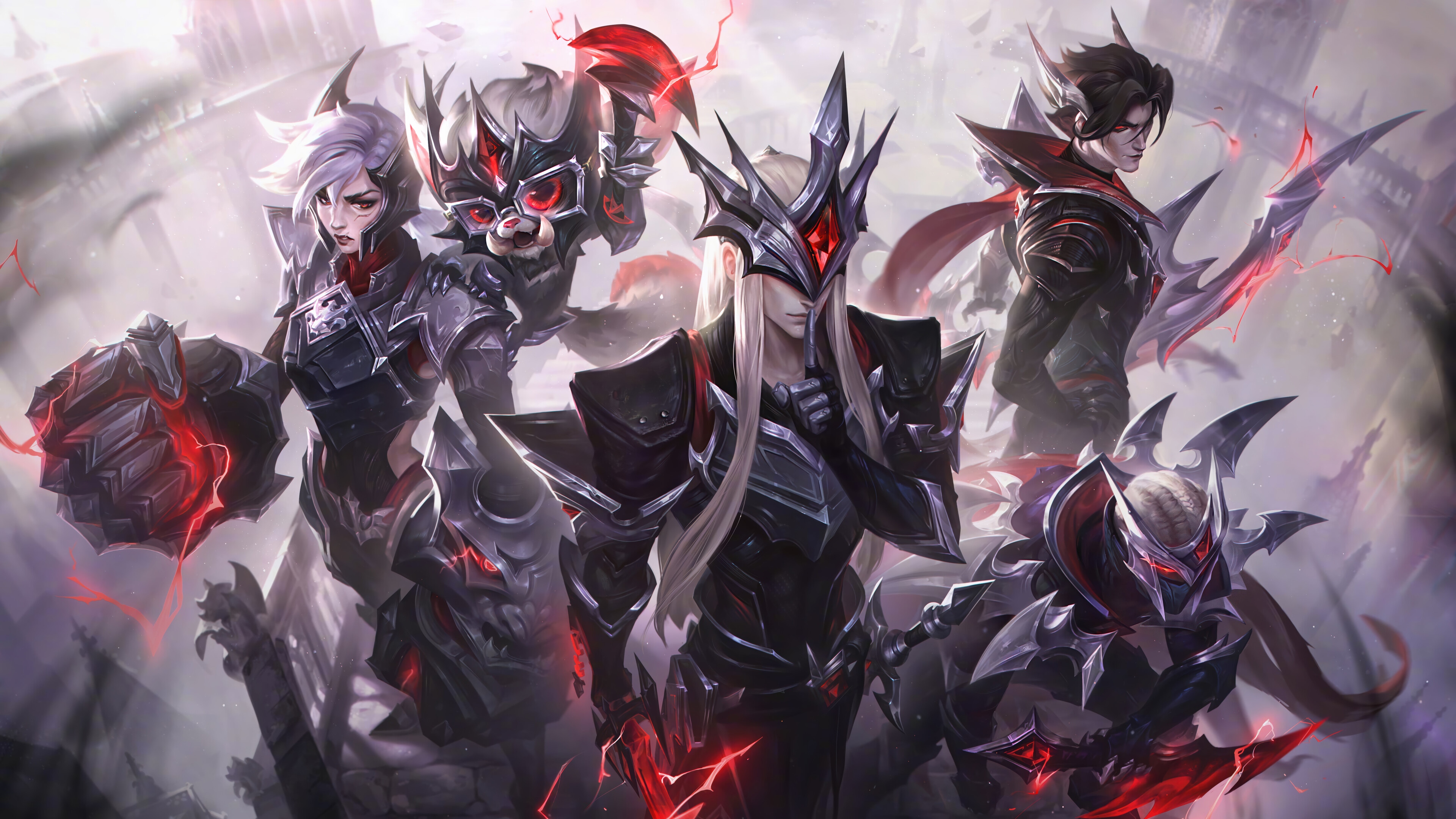 League of Legends Splash Art with Yone, Pyke, Vi, Gnar, and Varus HD Wallpaper