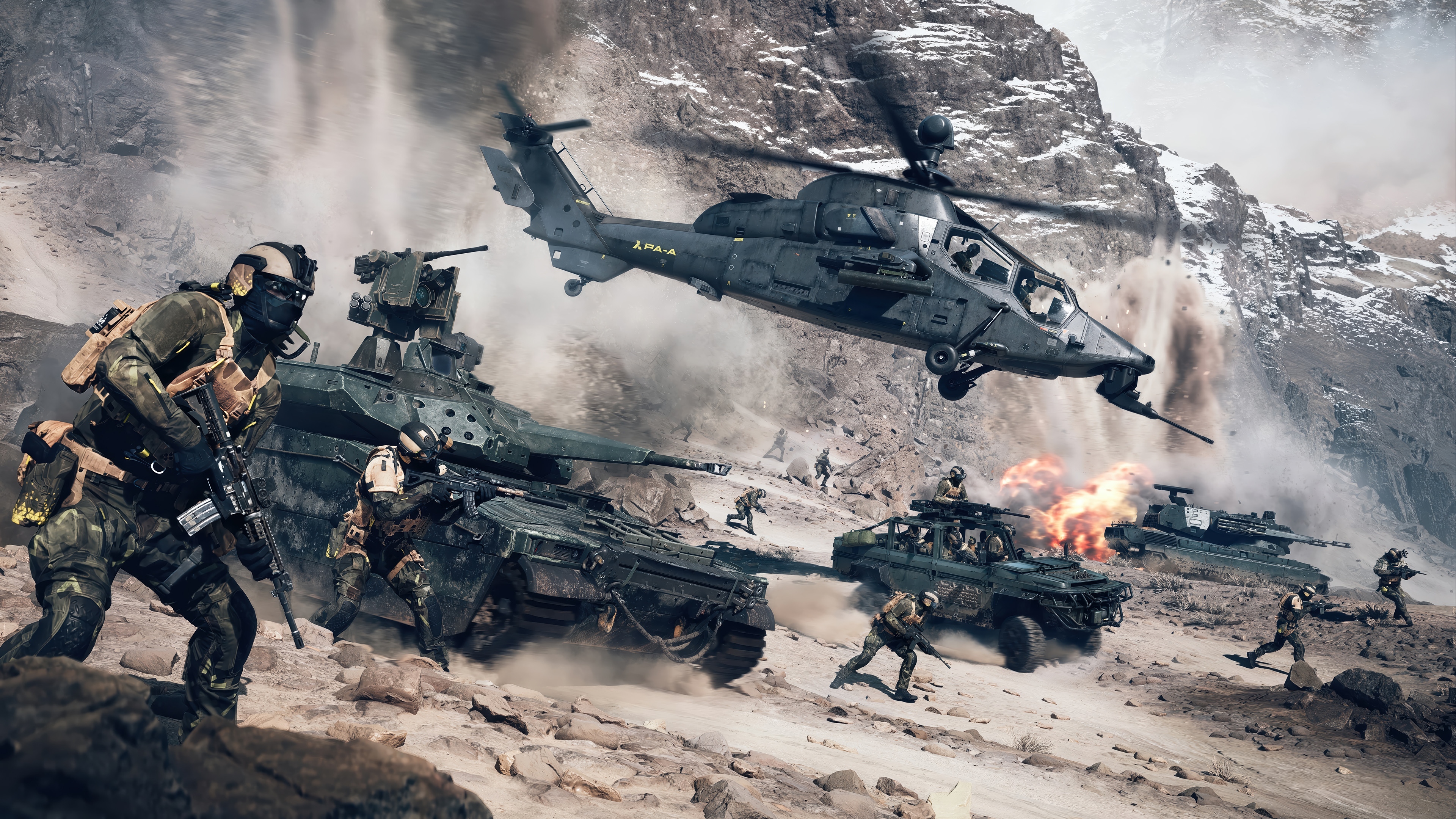 Battlefield 6 4K: Soldiers, Tank, and Helicopter in Combat HD Wallpaper