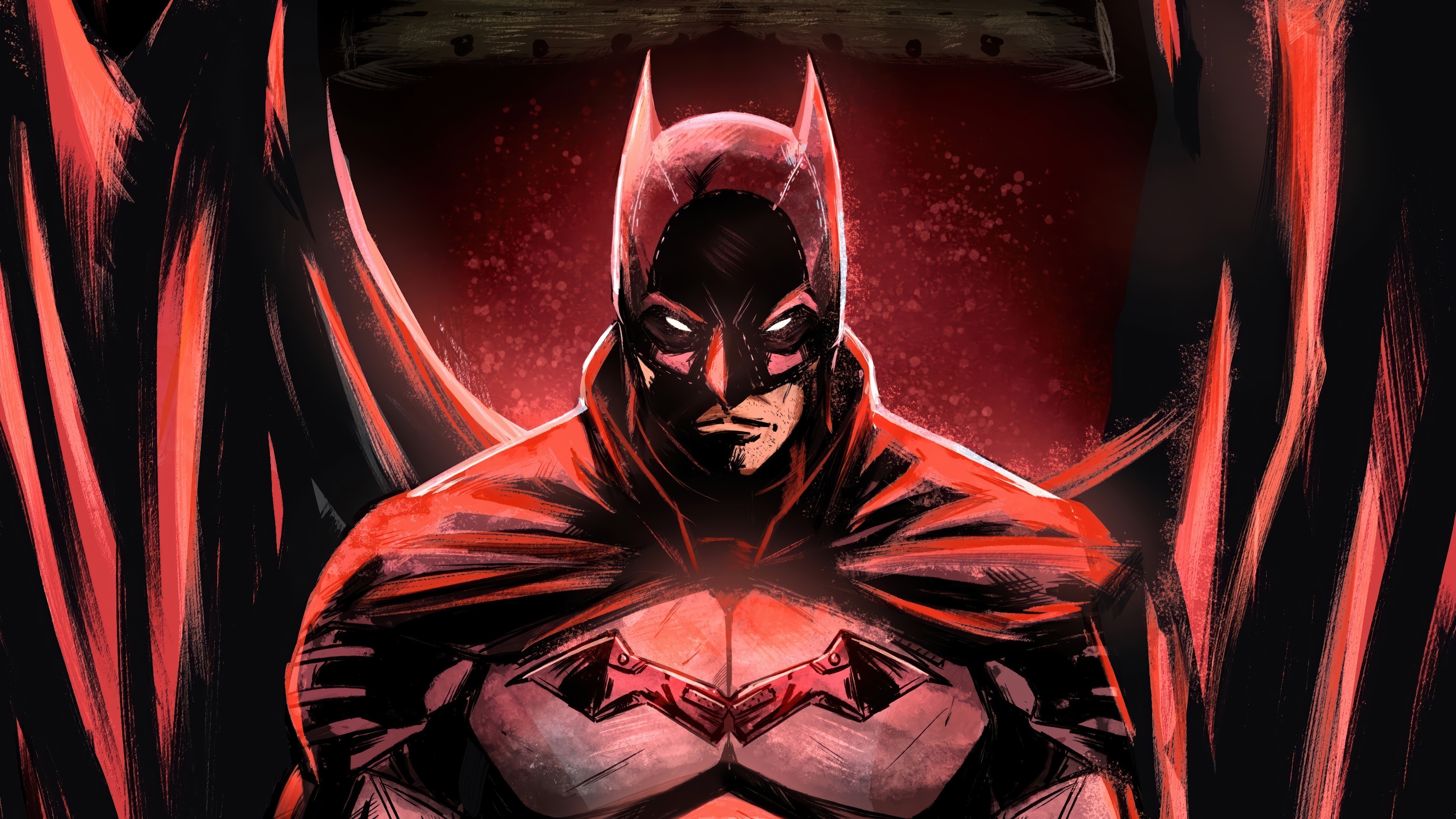 Batman in Red and Black 4K HD Wallpaper
