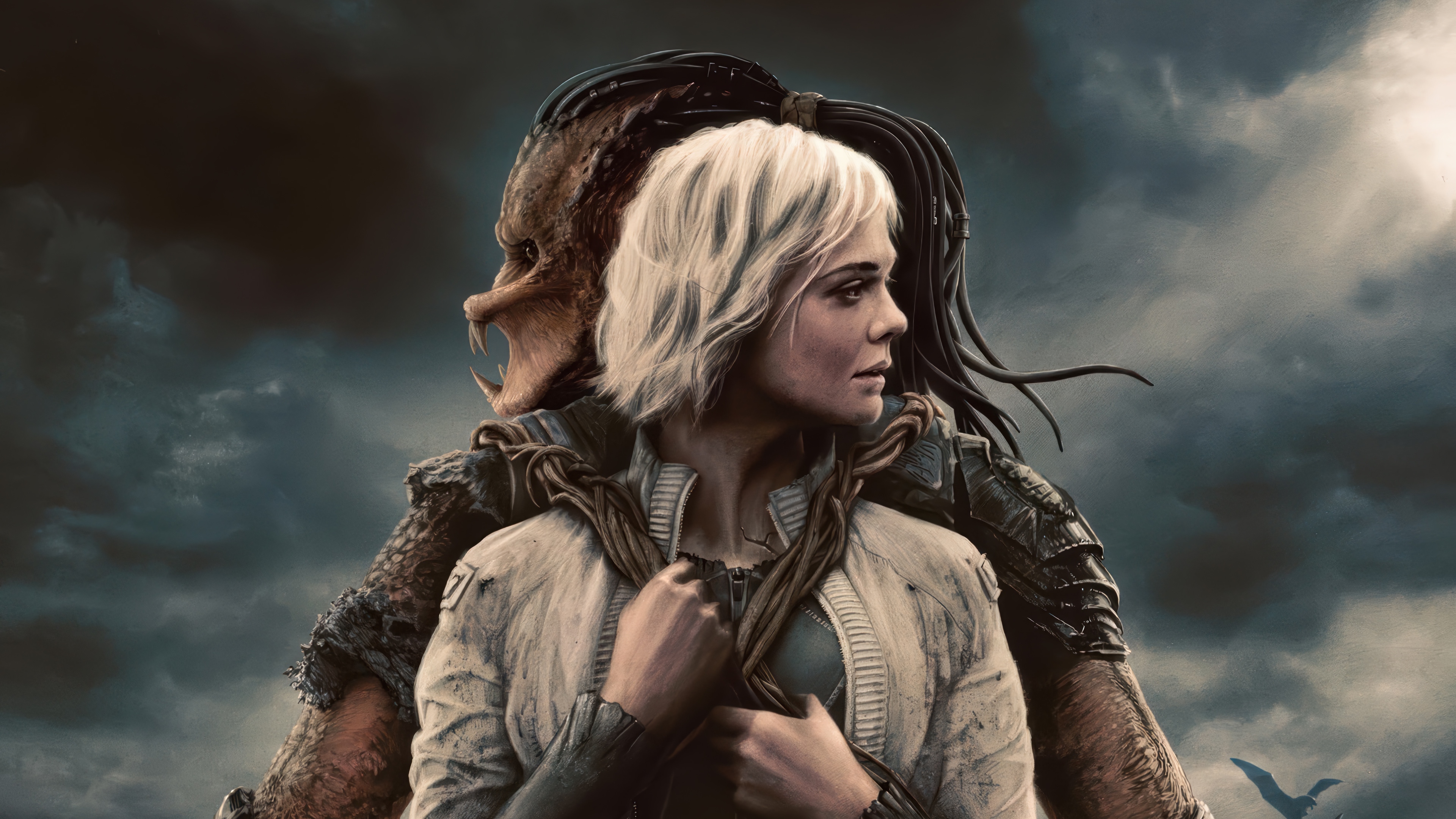 Predator: Badlands 4K Poster with Elle Fanning HD Wallpaper