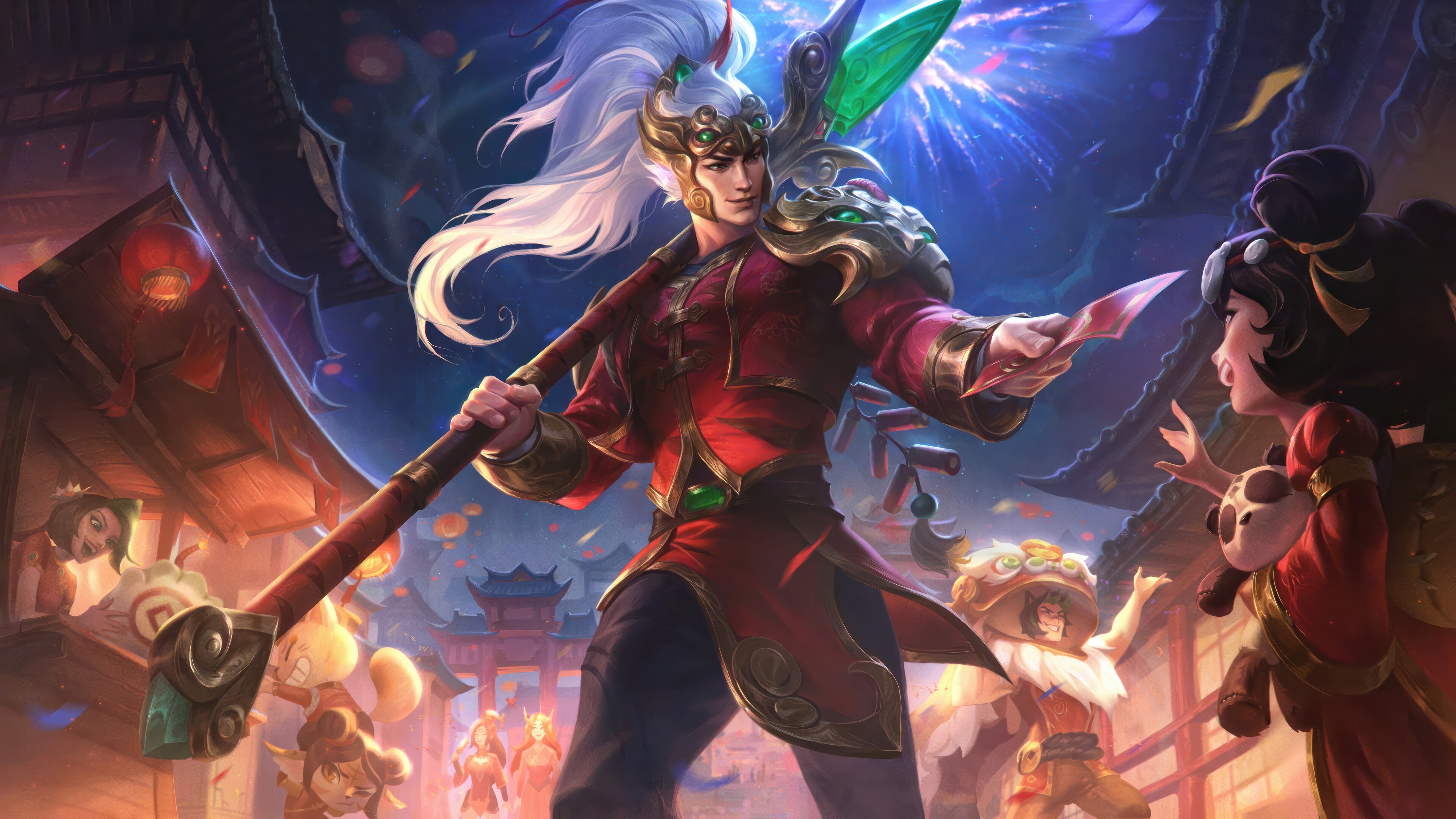 Firecracker Xin Zhao League of Legends Splash Art 4K HD Wallpaper